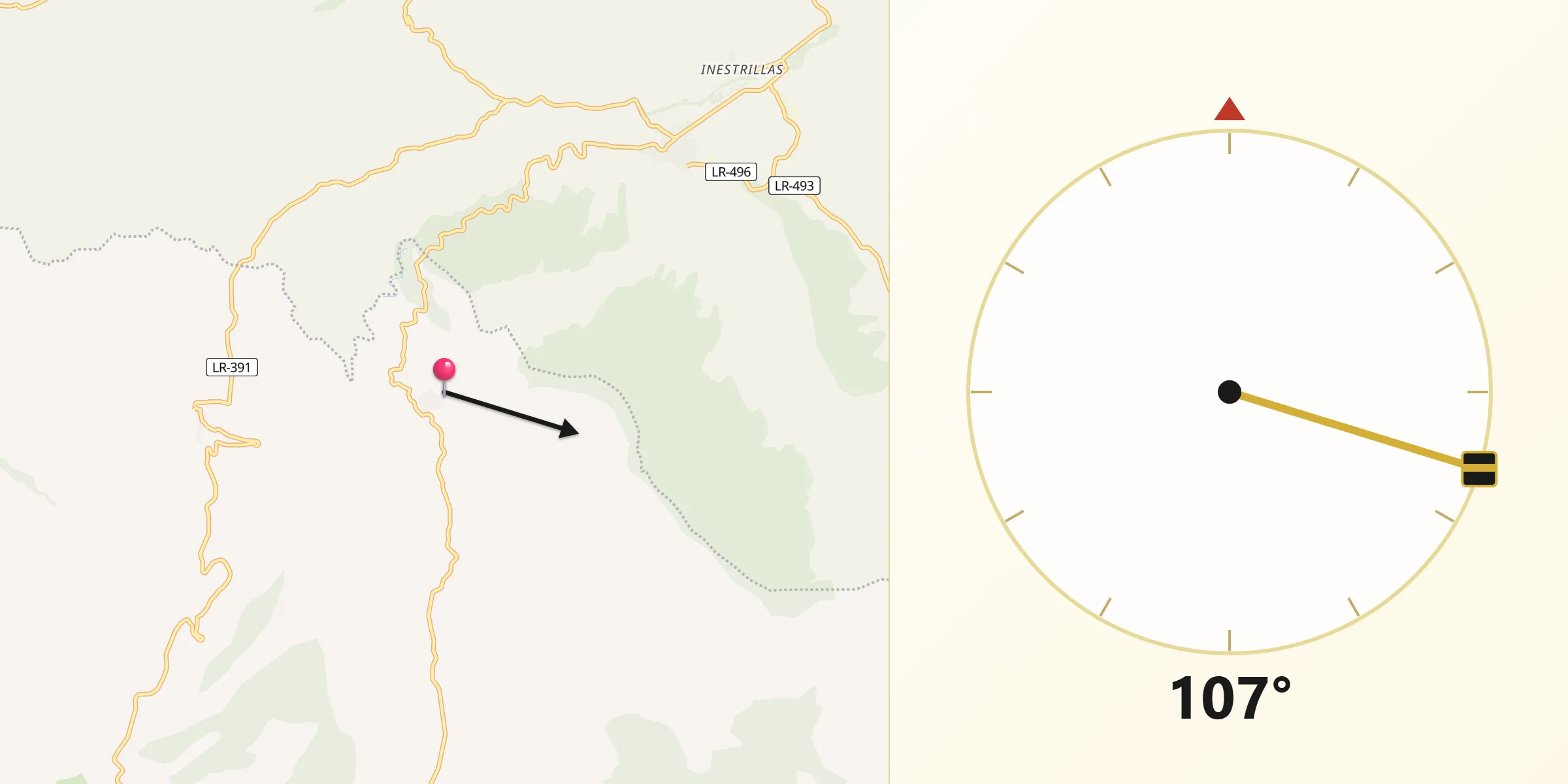 Dirección de la Qibla desde San Felices