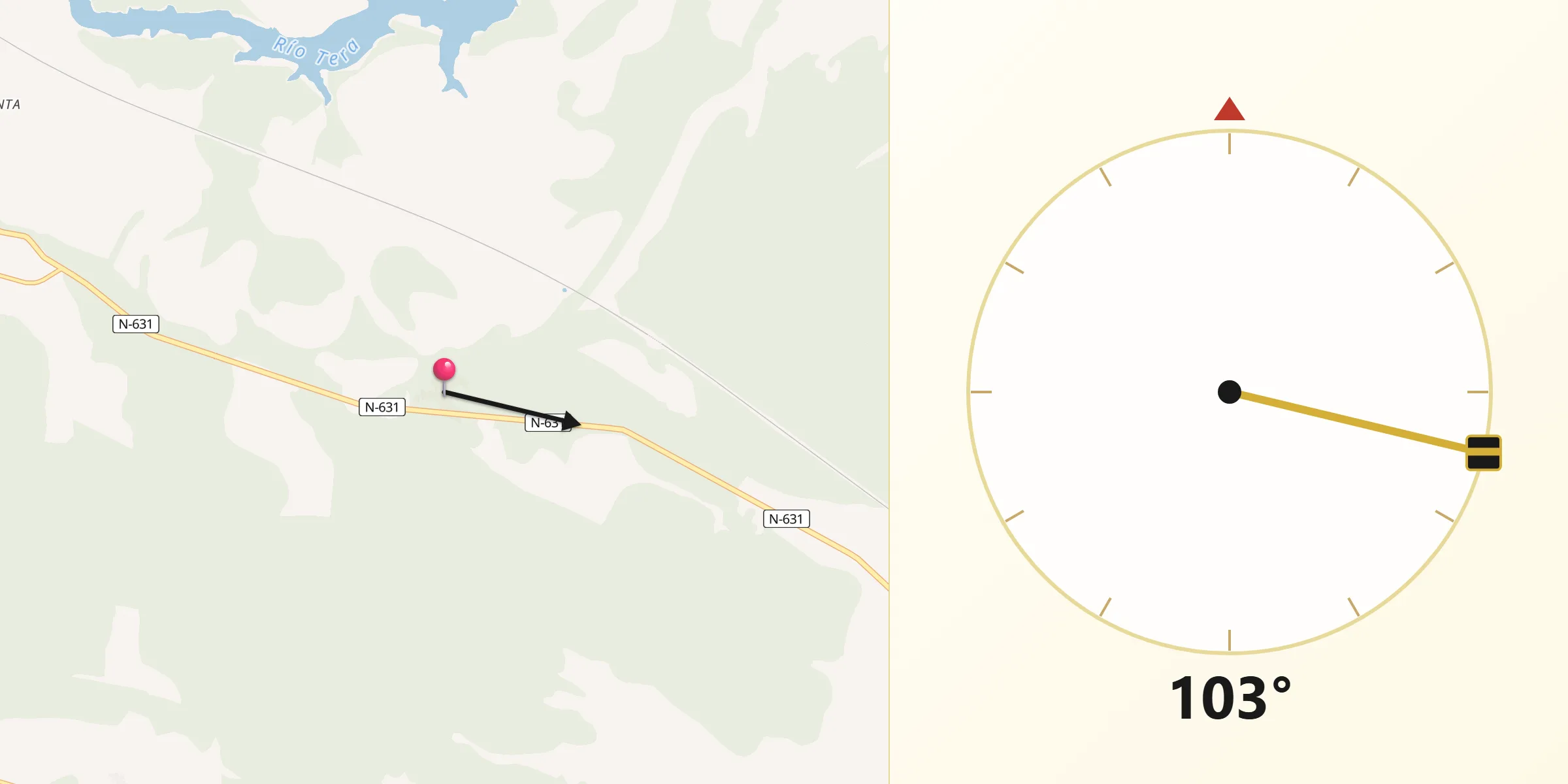 Dirección de la Qibla desde Otero de Bodas