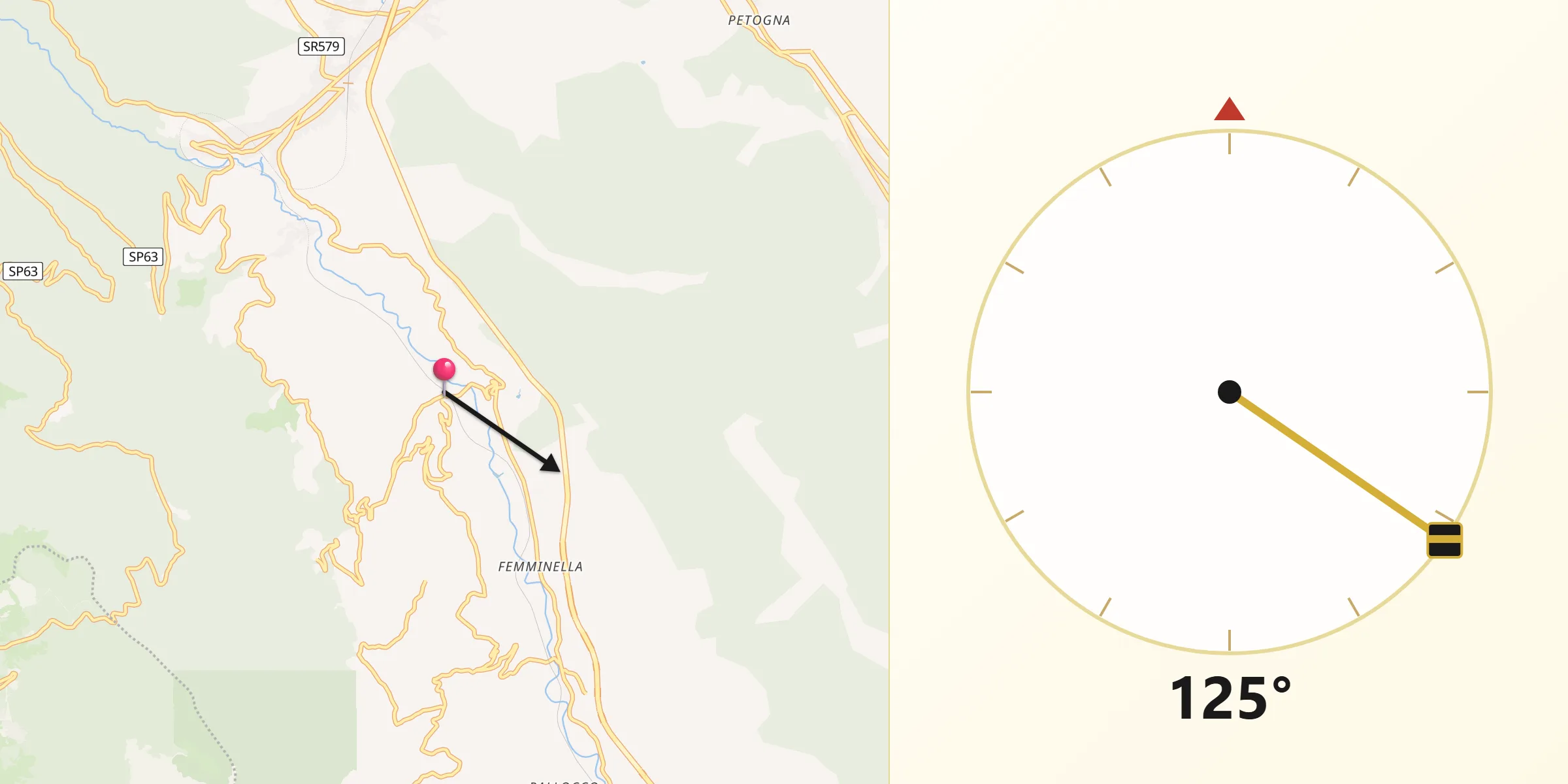 Direzione della Qibla da Canistro Inferiore