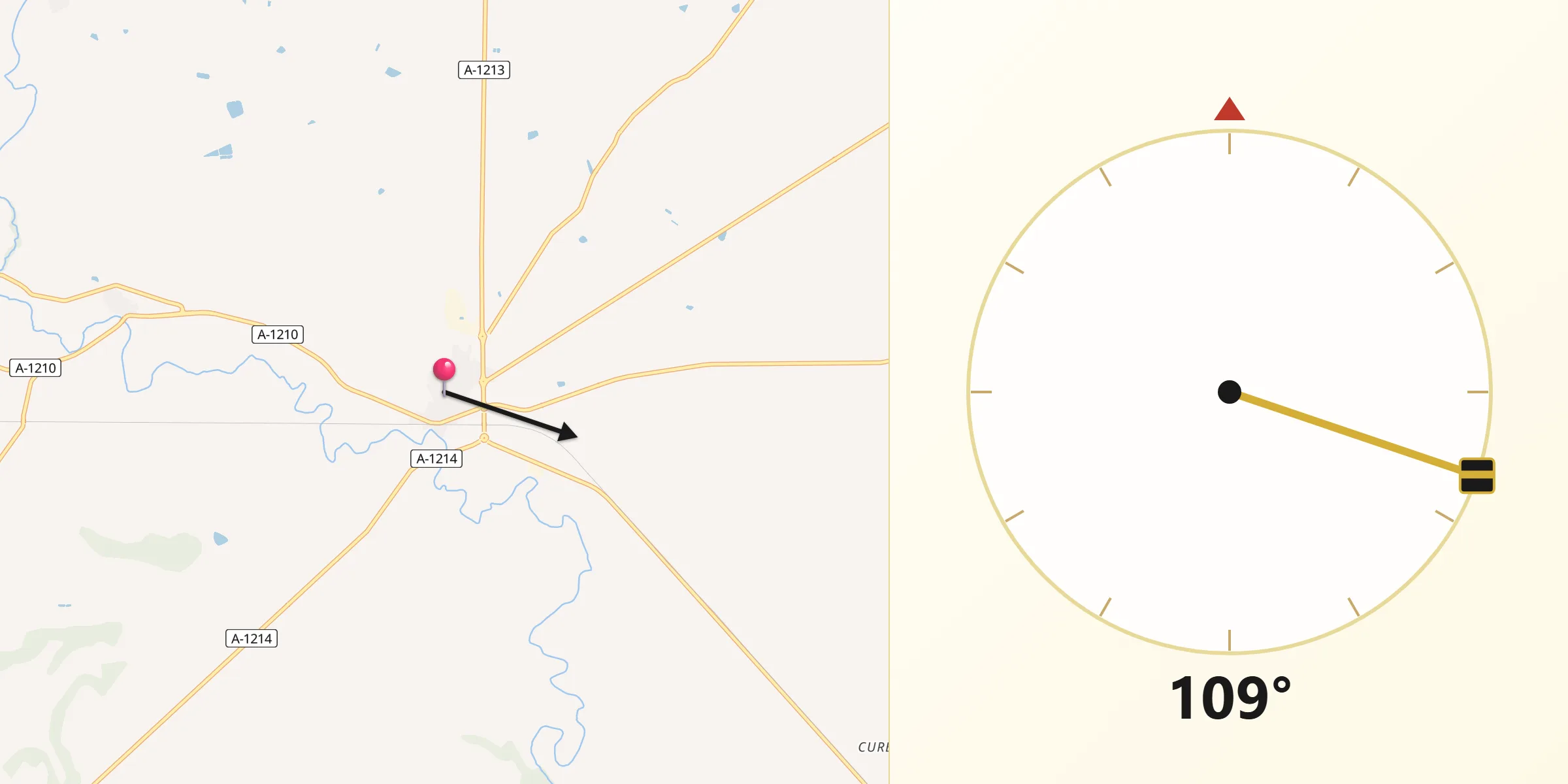 Dirección de la Qibla desde Grañén