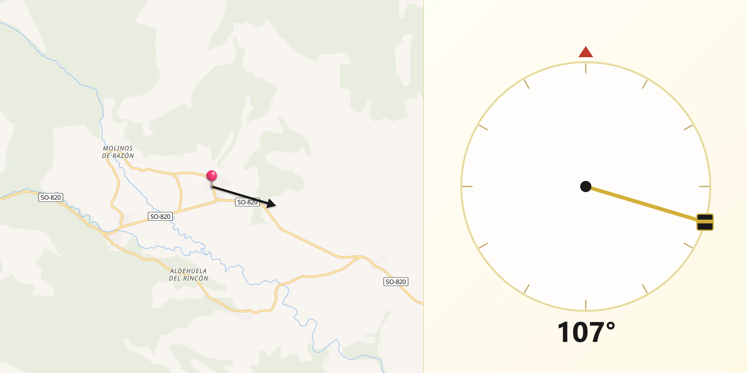 Dirección de la Qibla desde Valdeavellano de Tera
