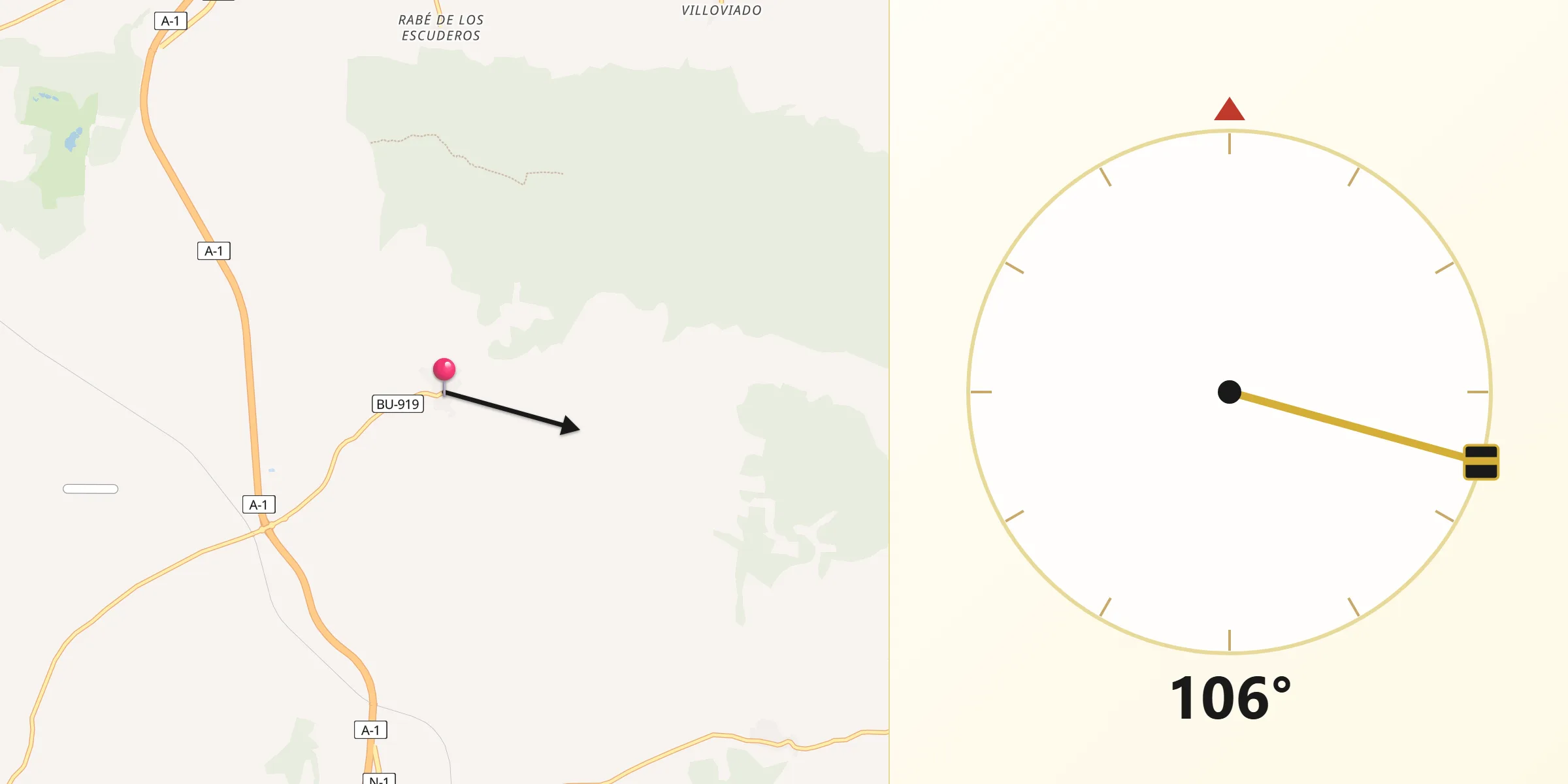 Dirección de la Qibla desde Fontioso