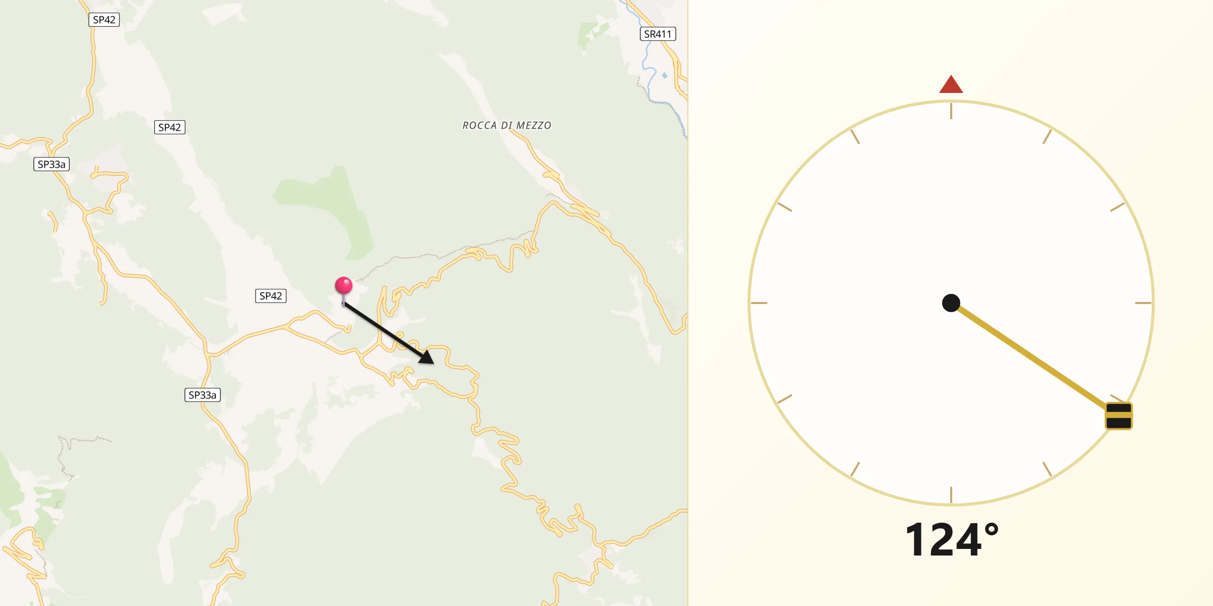 Direzione della Qibla da Cerreto Laziale