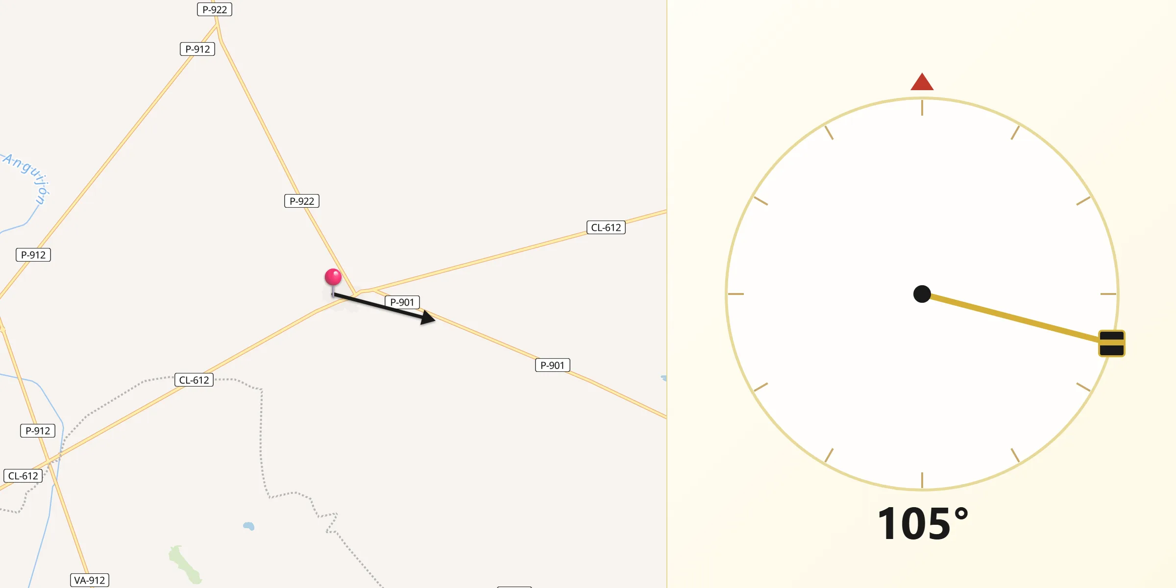 Dirección de la Qibla desde Villerías de Campos