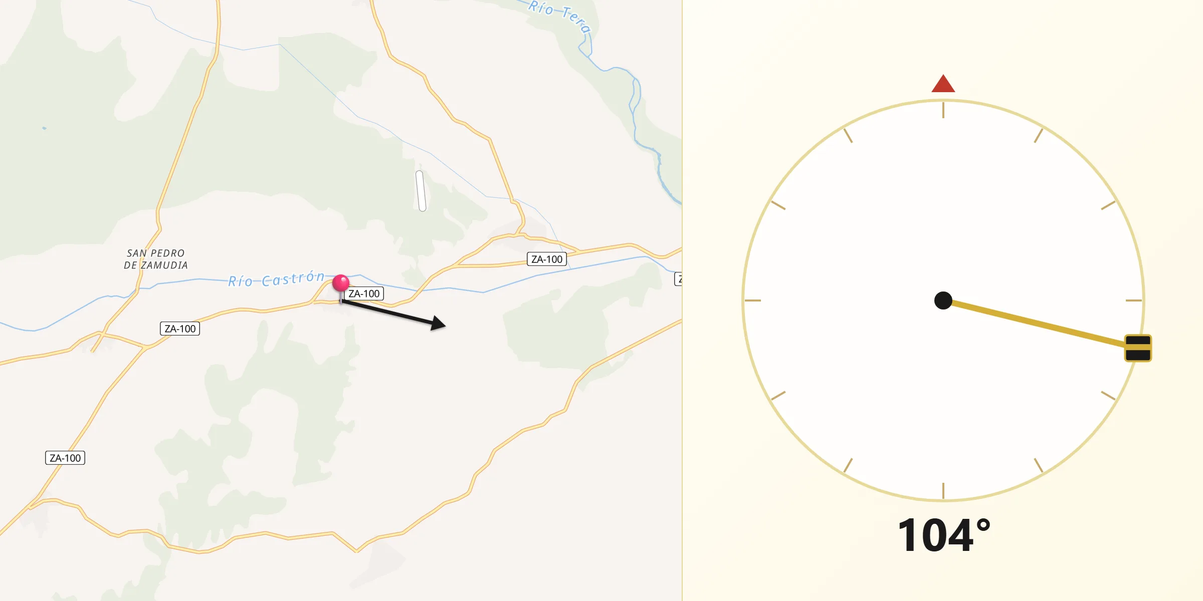 Dirección de la Qibla desde Villaveza de Valverde