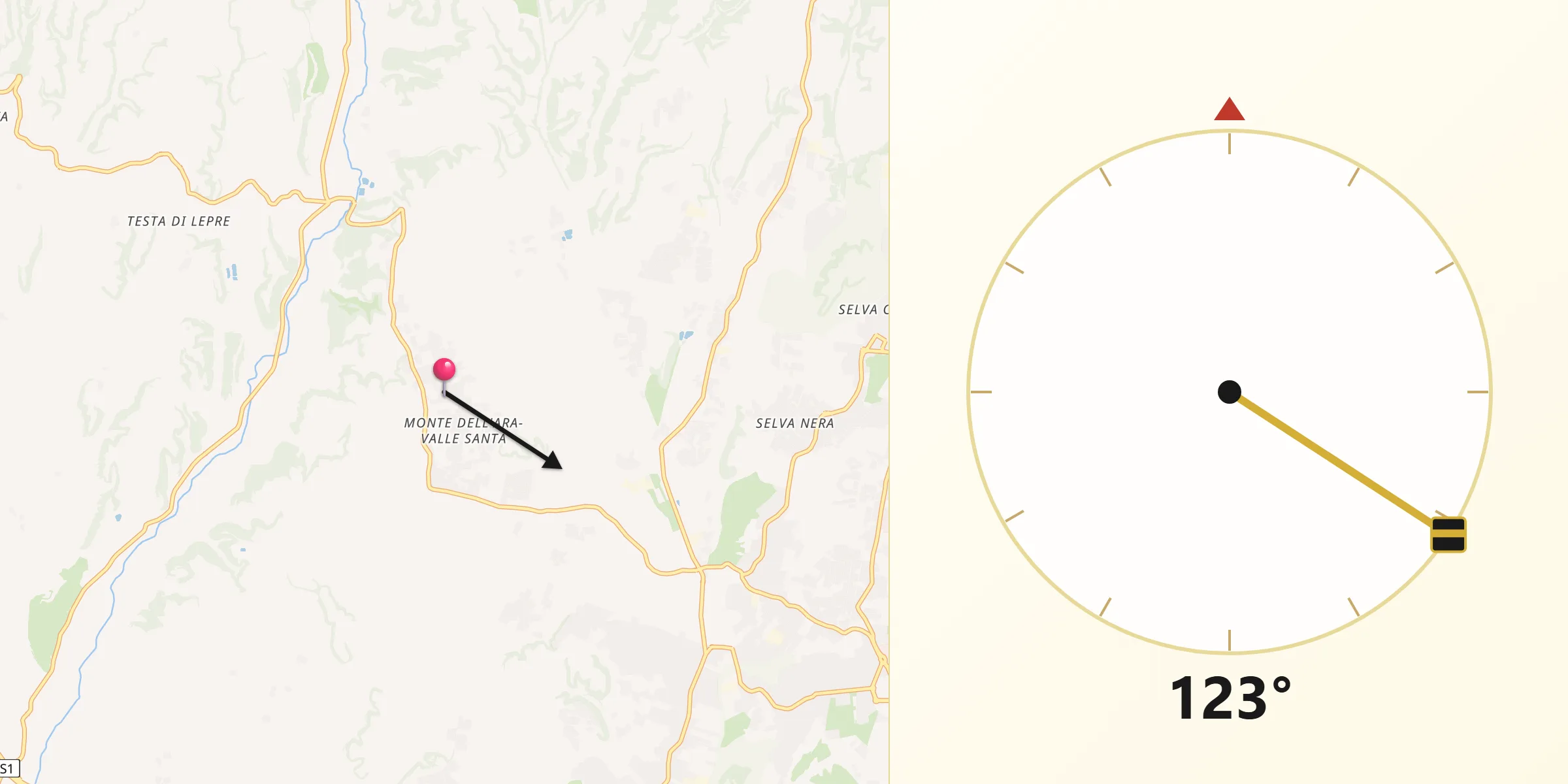 Direzione della Qibla da Valle Santa