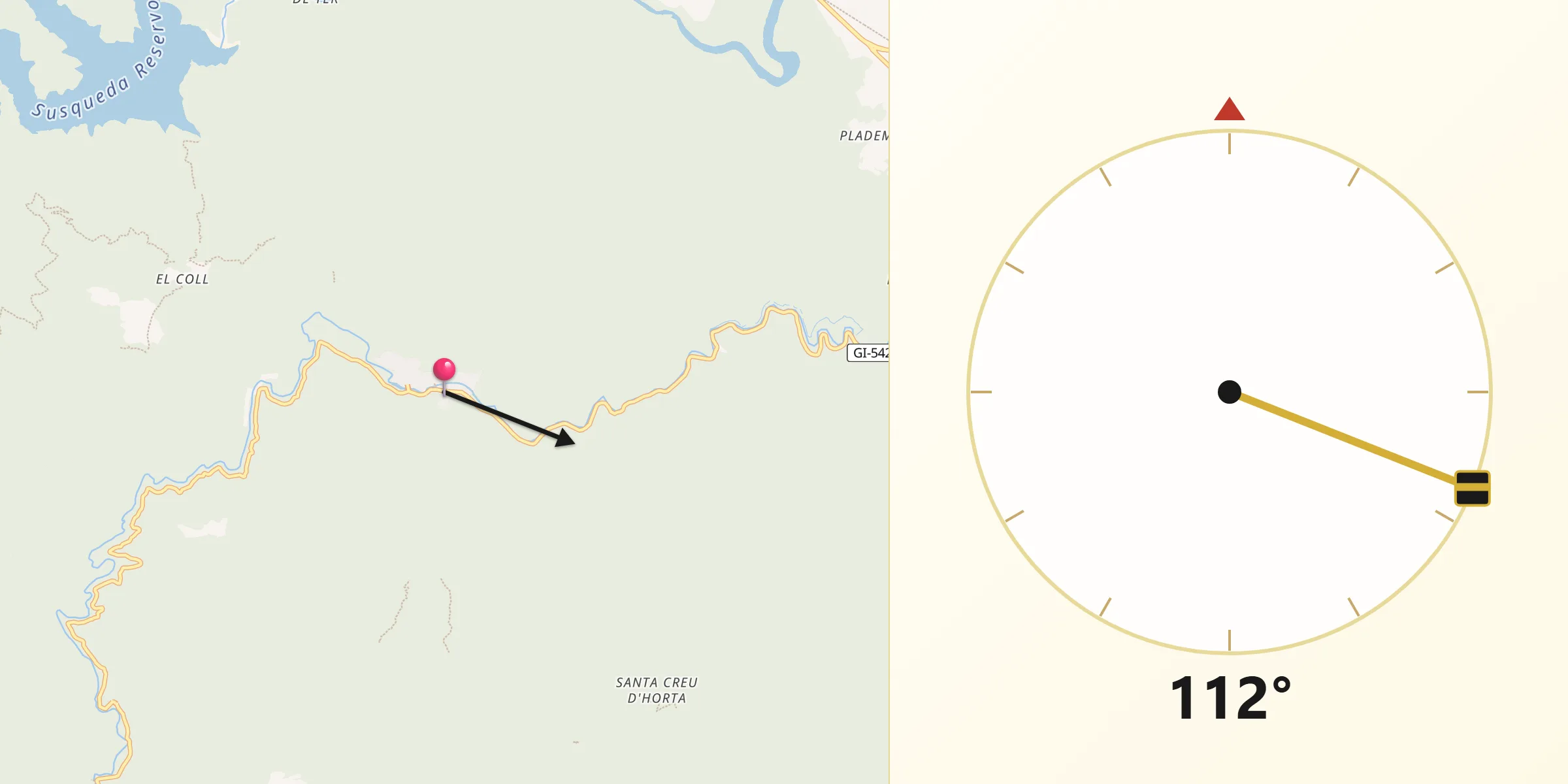 Dirección de la Qibla desde Osor