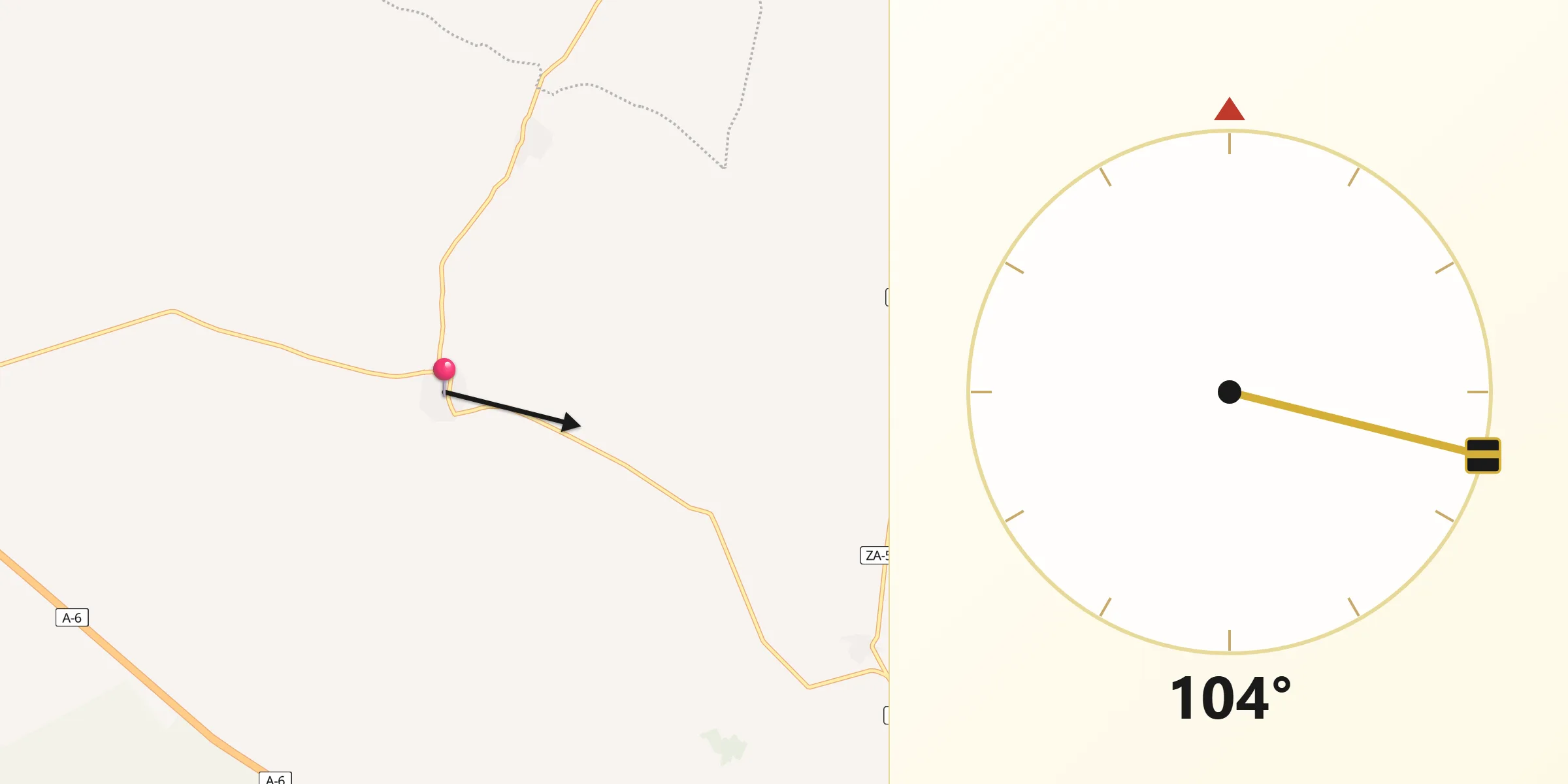 Dirección de la Qibla desde Villalobos