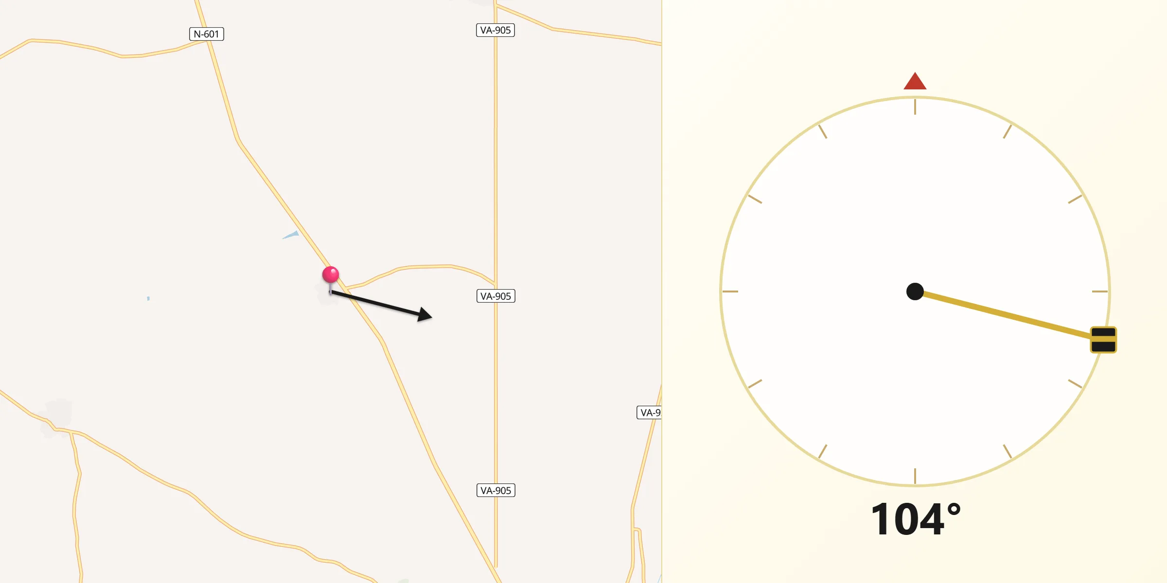 Dirección de la Qibla desde Berrueces