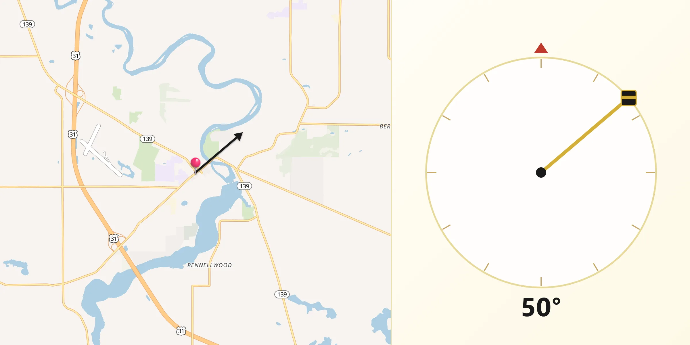 Qibla Direction from Berrien Springs
