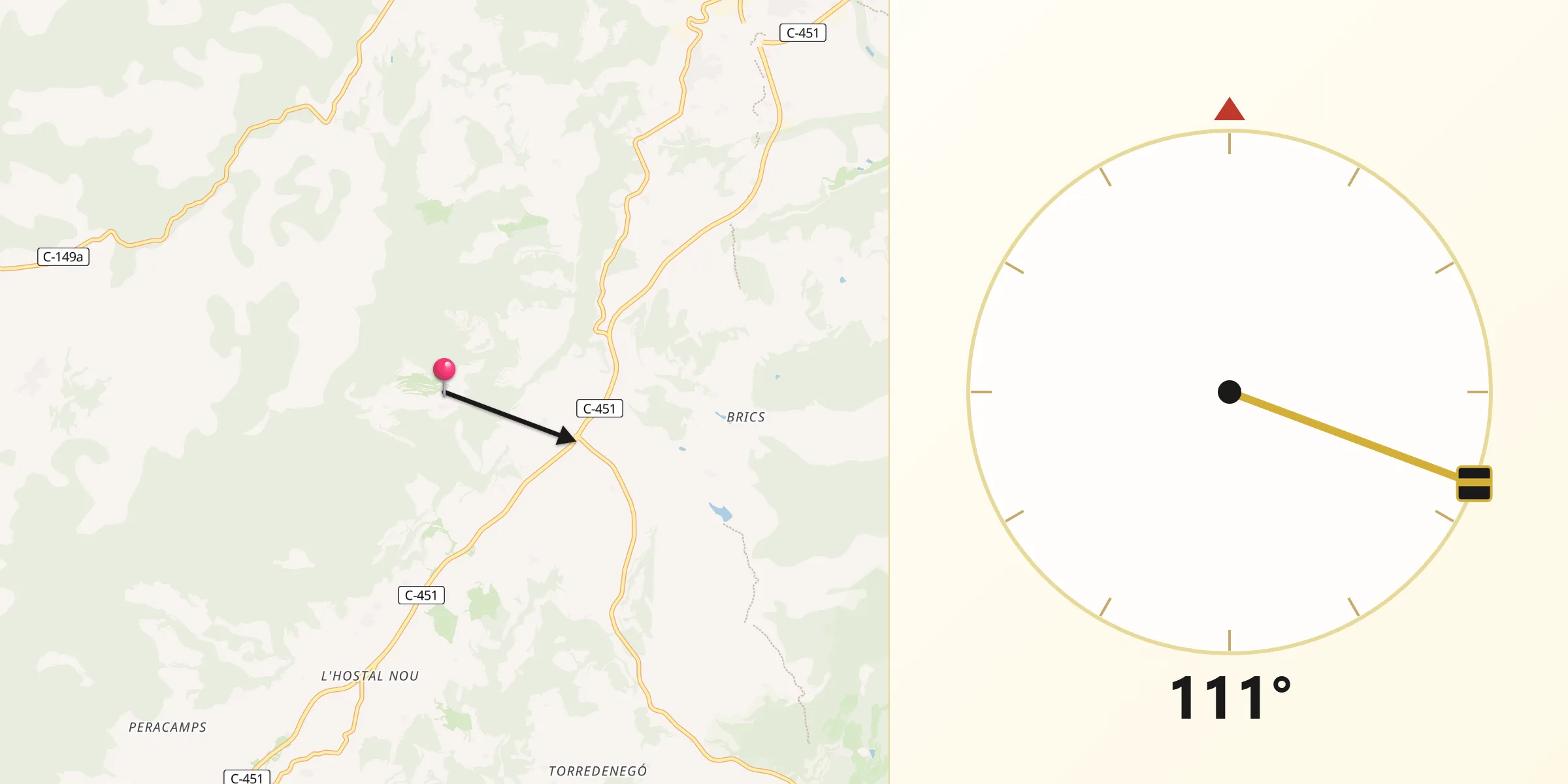 Dirección de la Qibla desde Llobera