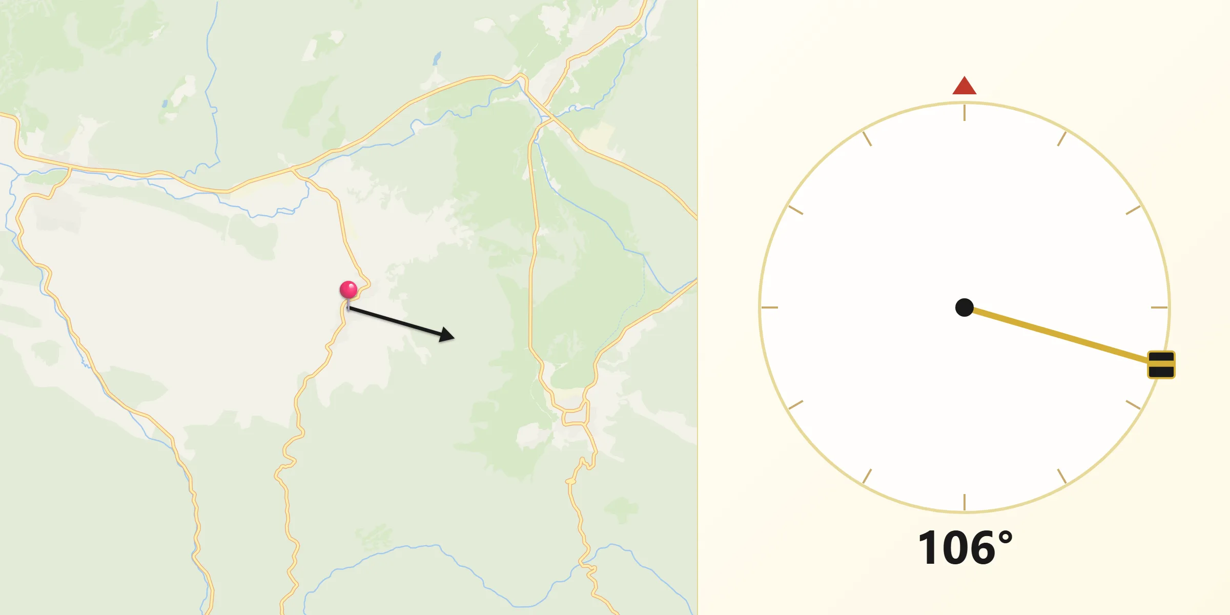 Dirección de la Qibla desde Vilviestre del Pinar