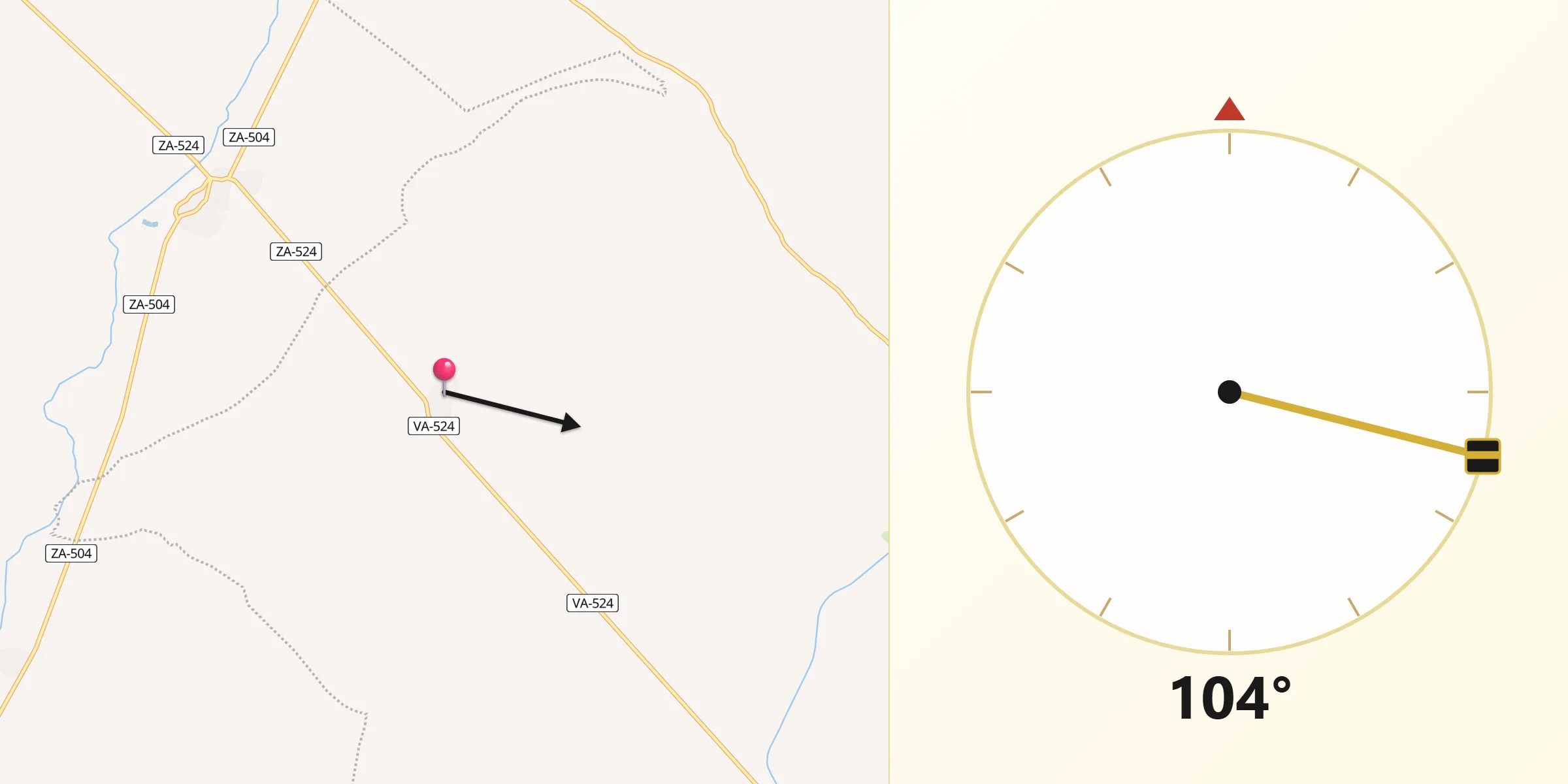 Dirección de la Qibla desde Barcial de la Loma