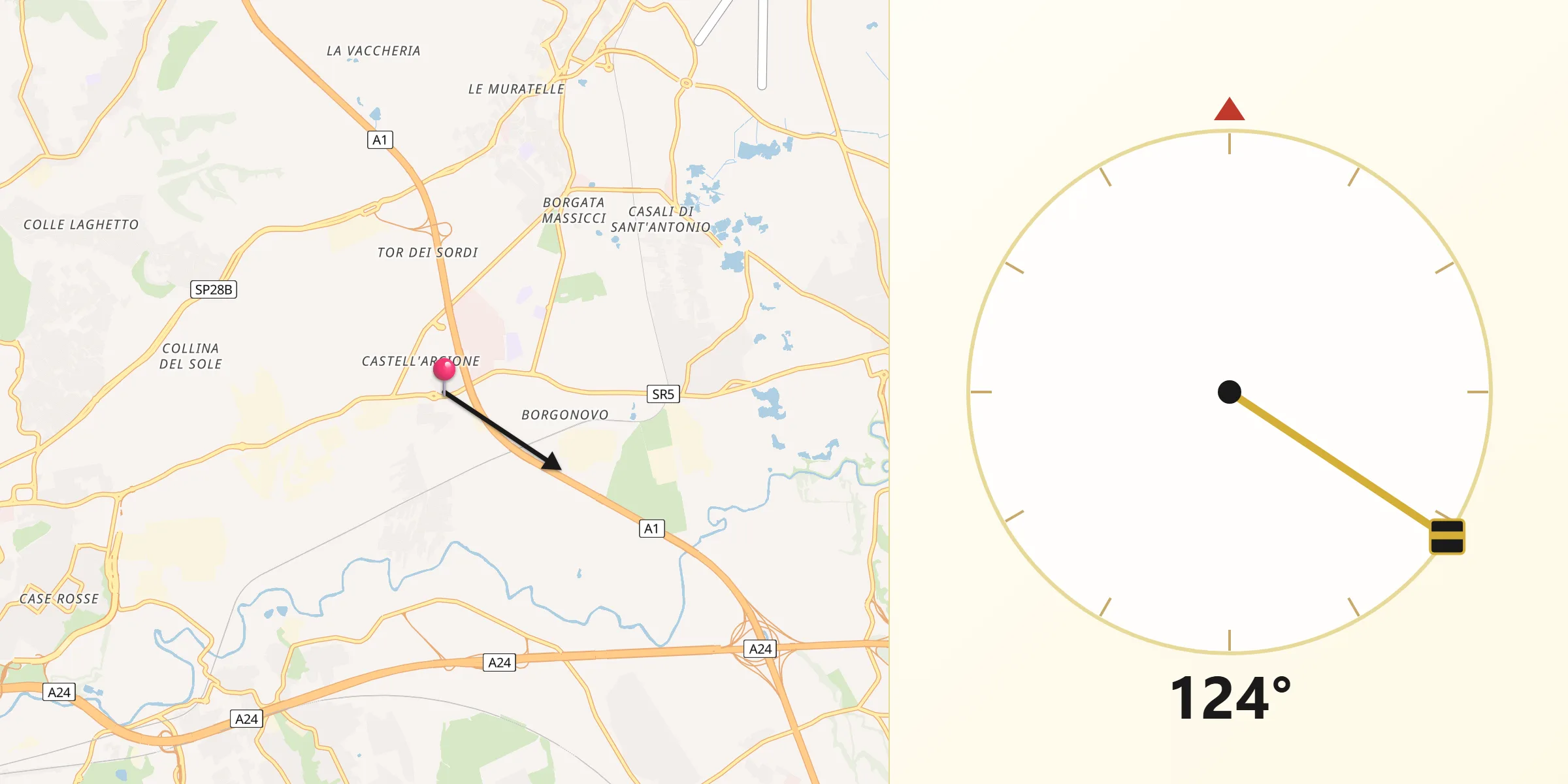 Direzione della Qibla da Albuccione