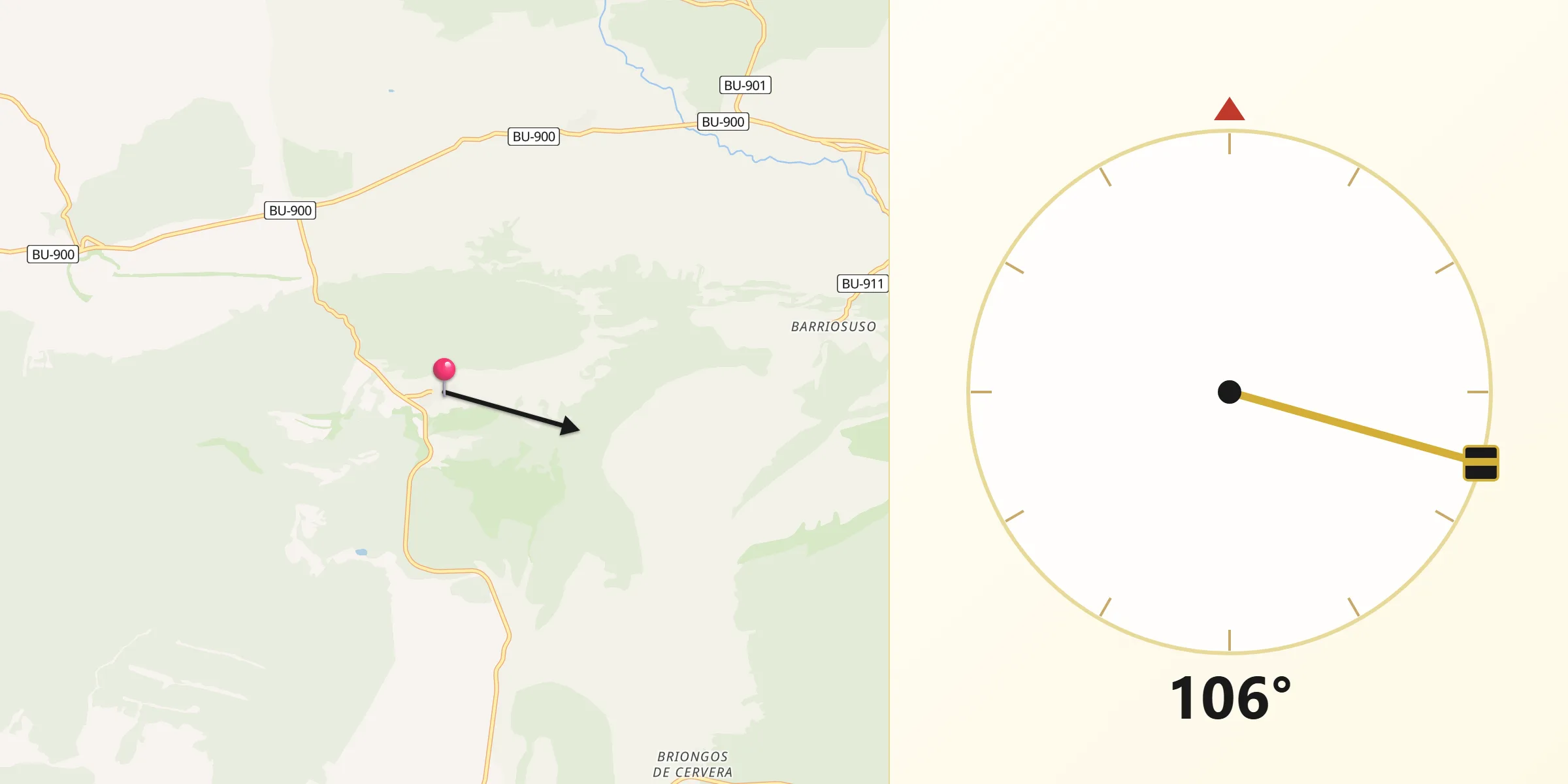 Dirección de la Qibla desde Tejada