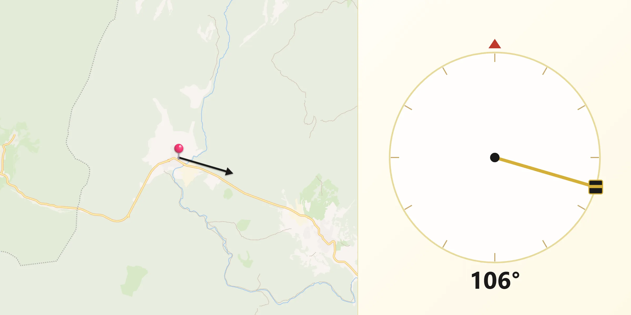 Dirección de la Qibla desde Duruelo de la Sierra