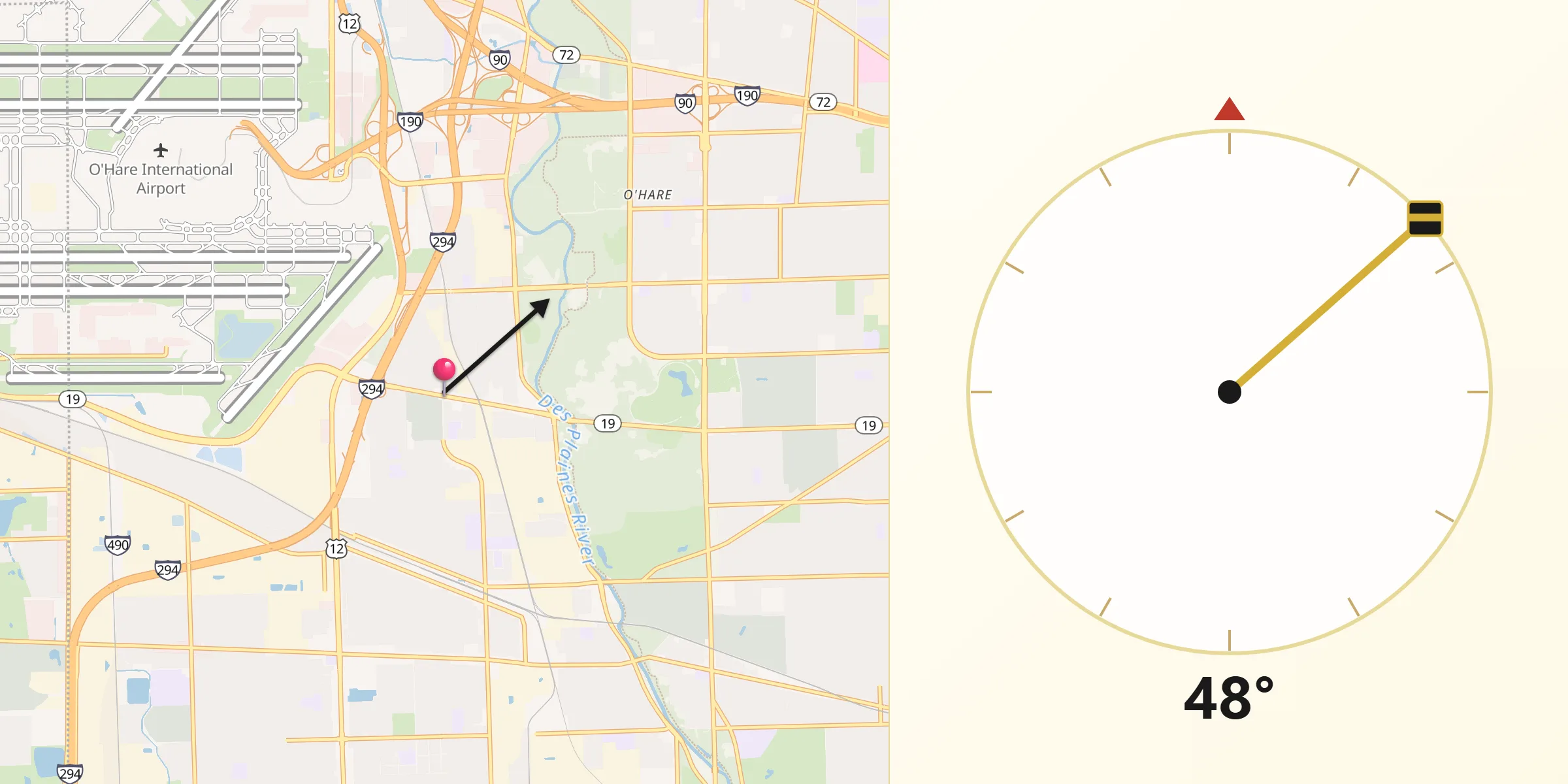 Qibla Direction from Schiller Park