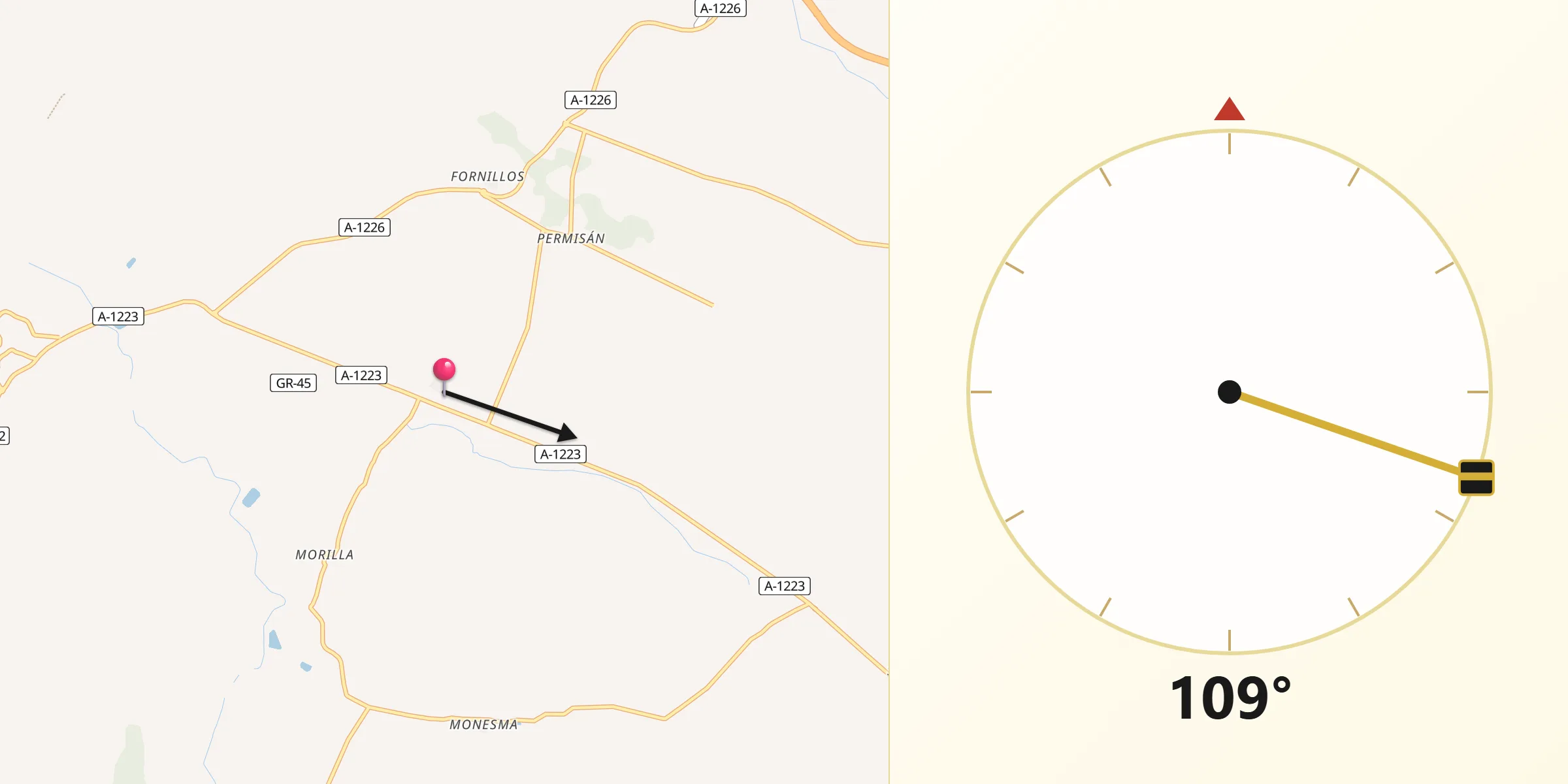 Dirección de la Qibla desde Ilche