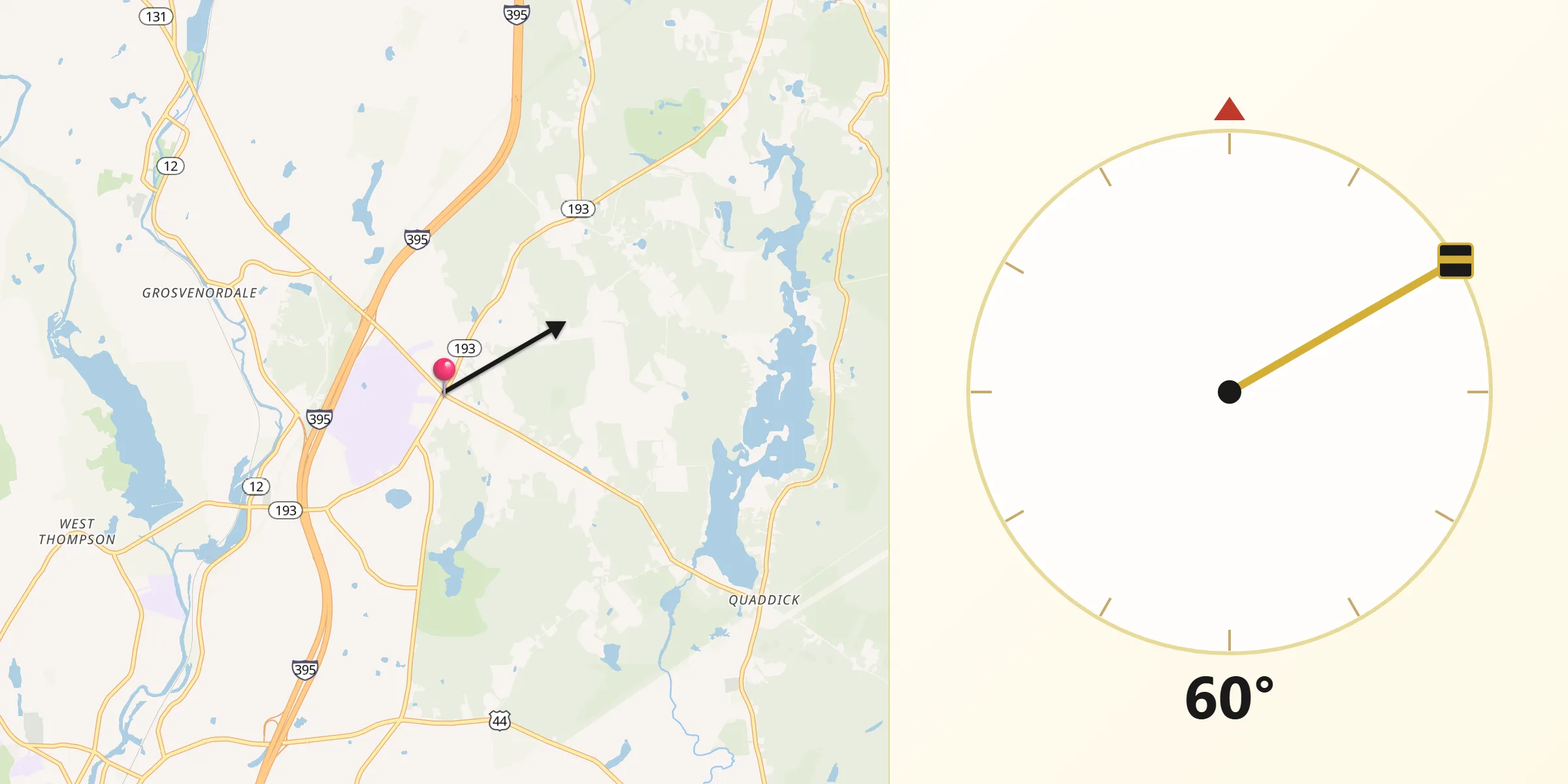 Qibla Direction from Thompson