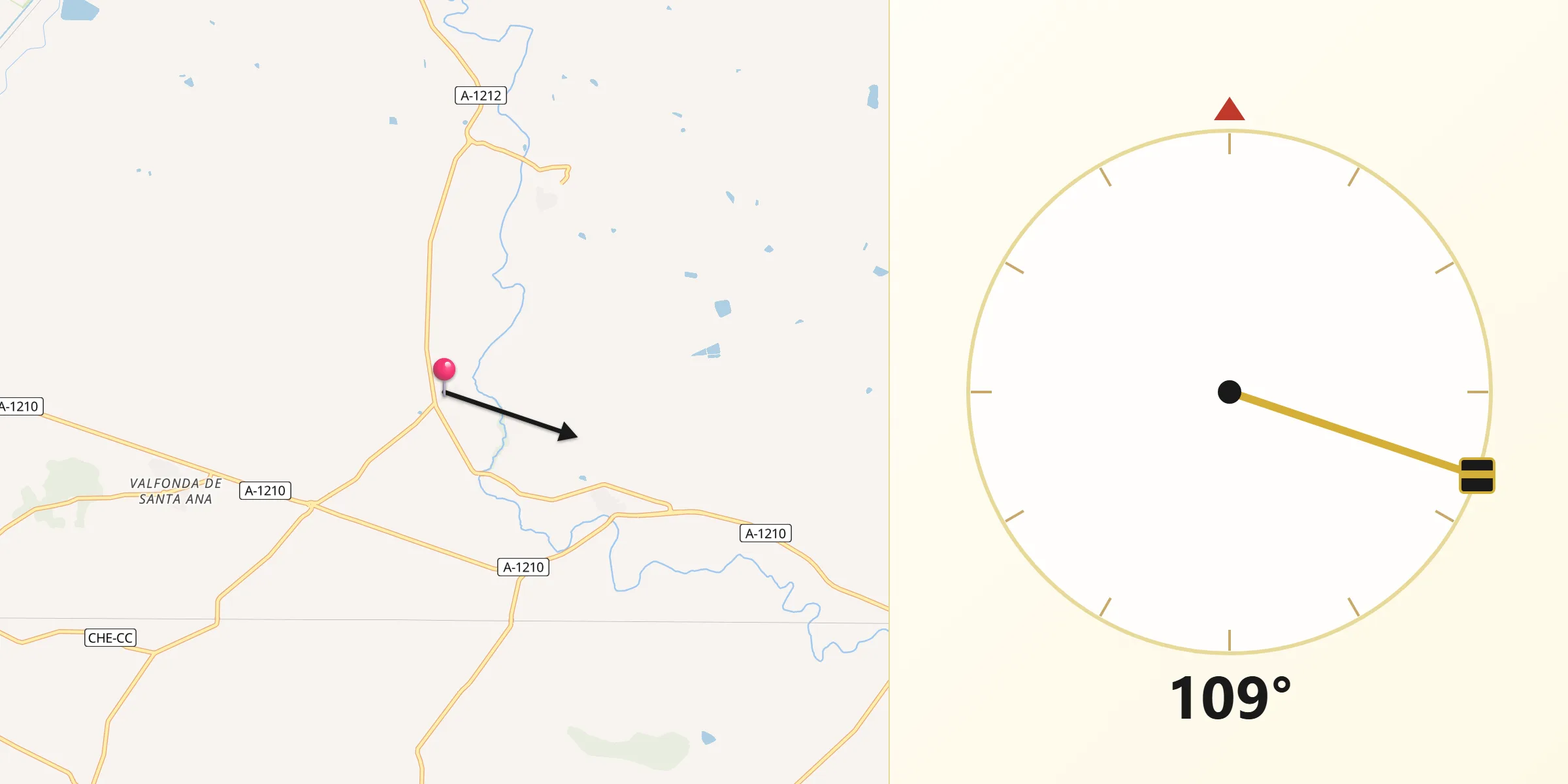 Dirección de la Qibla desde Torres de Barbués