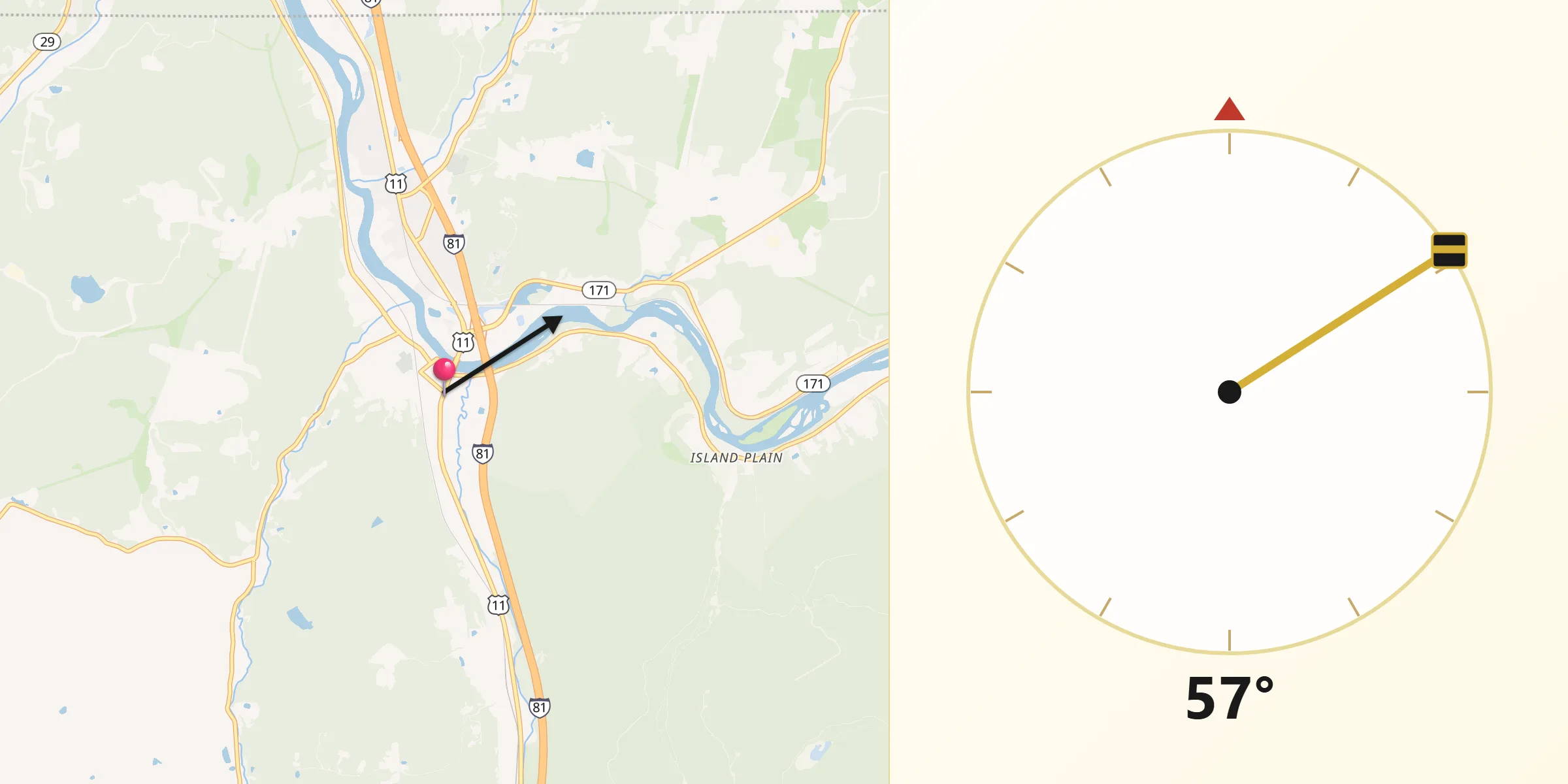 Qibla Direction from Hallstead