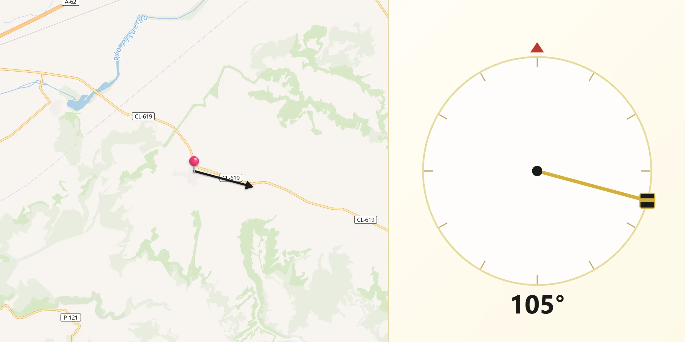 Dirección de la Qibla desde Villaviudas