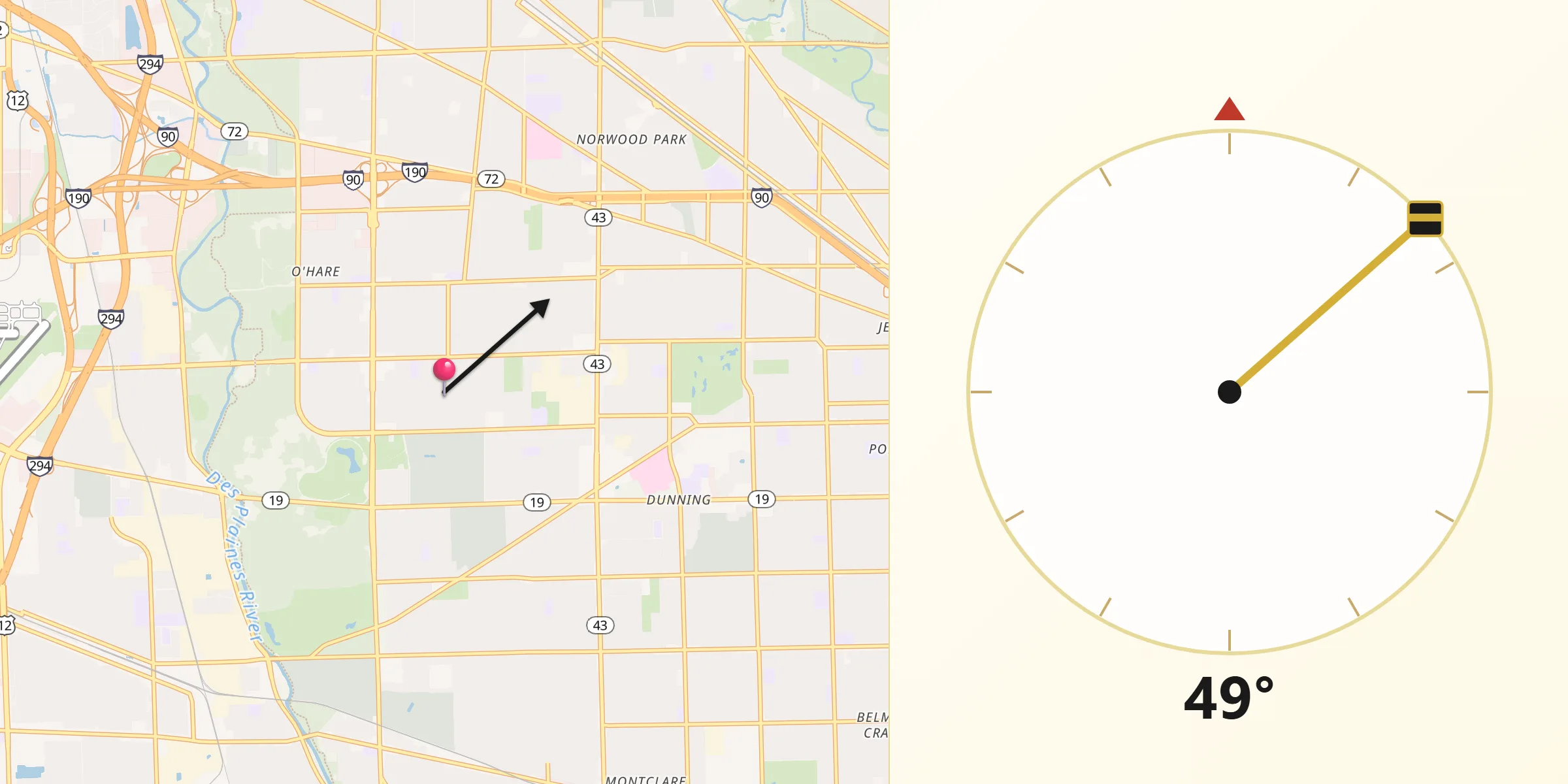 Qibla Direction from Norridge