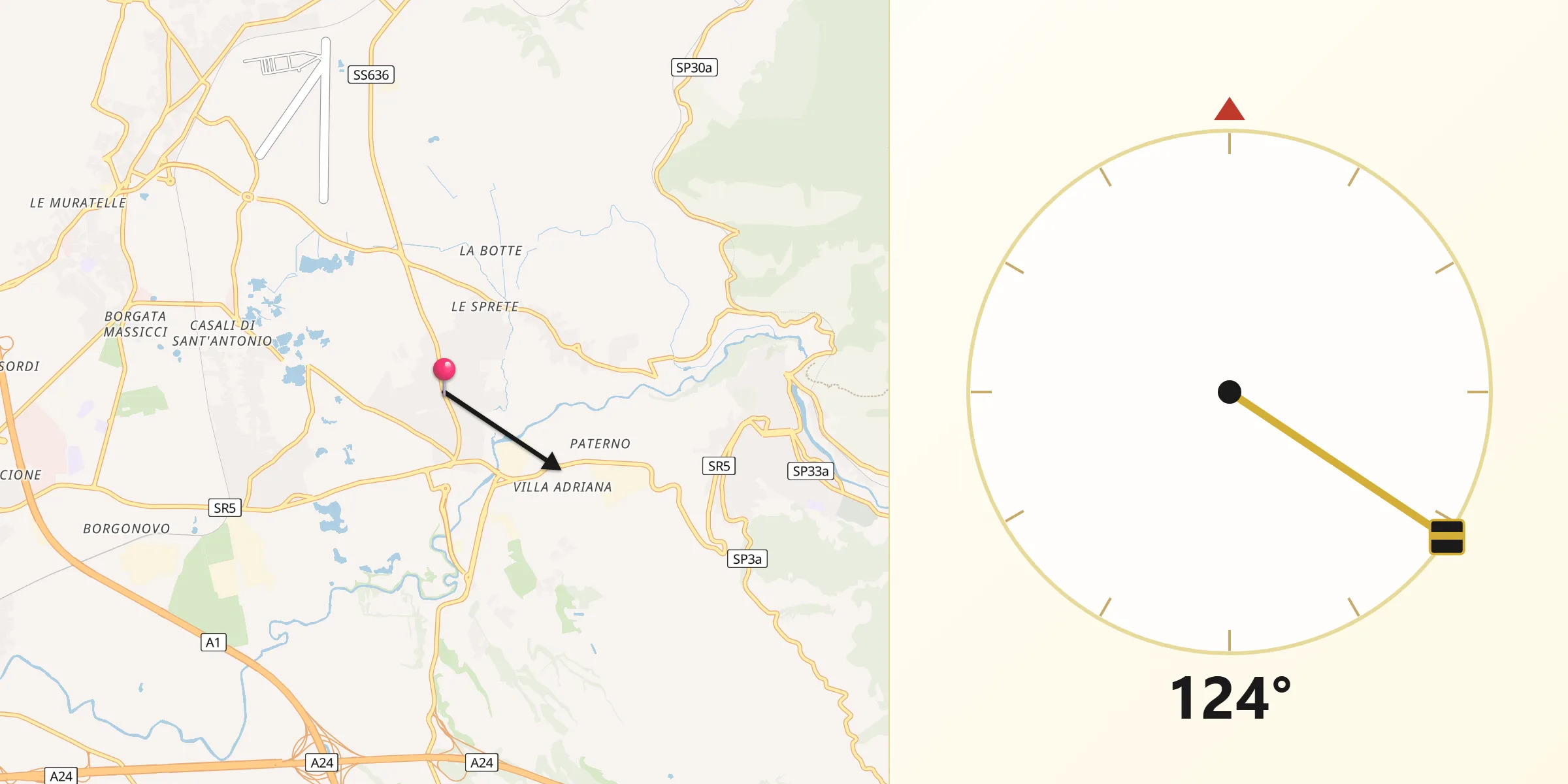 Direzione della Qibla da Villanova