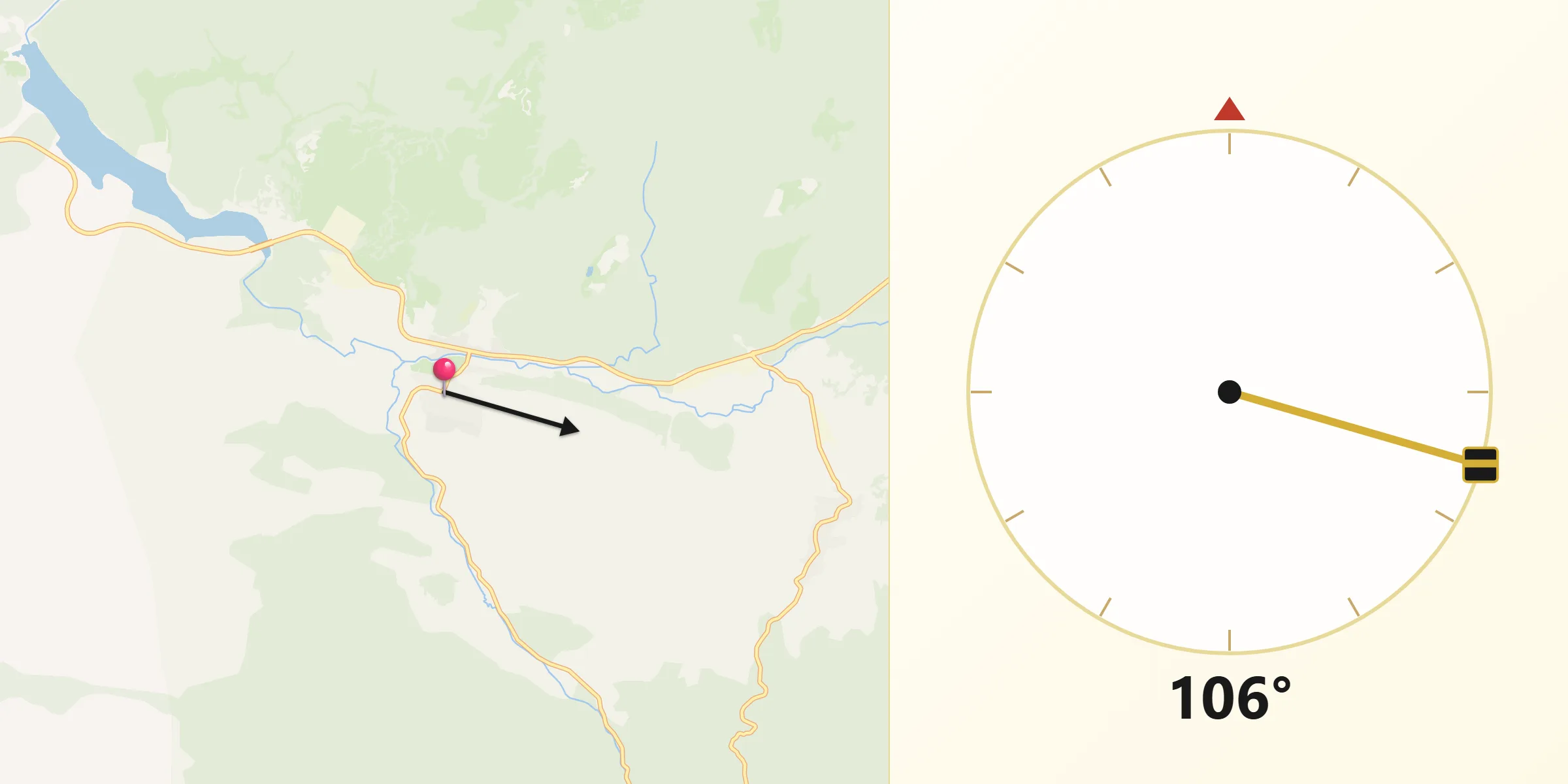 Dirección de la Qibla desde Palacios de la Sierra