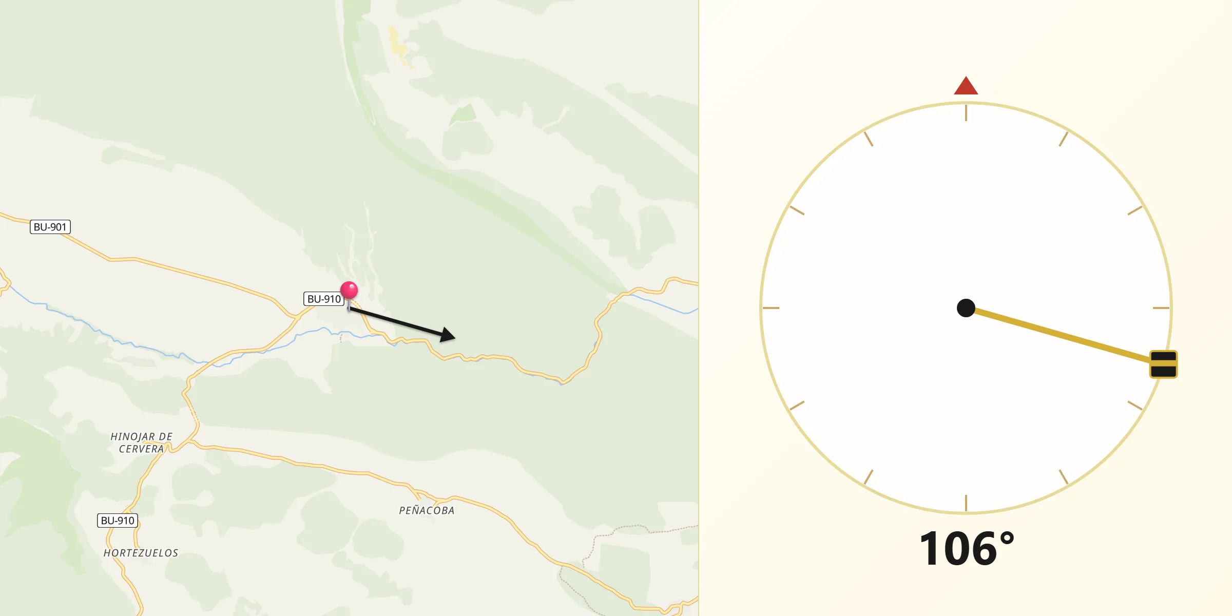 Dirección de la Qibla desde Santo Domingo de Silos