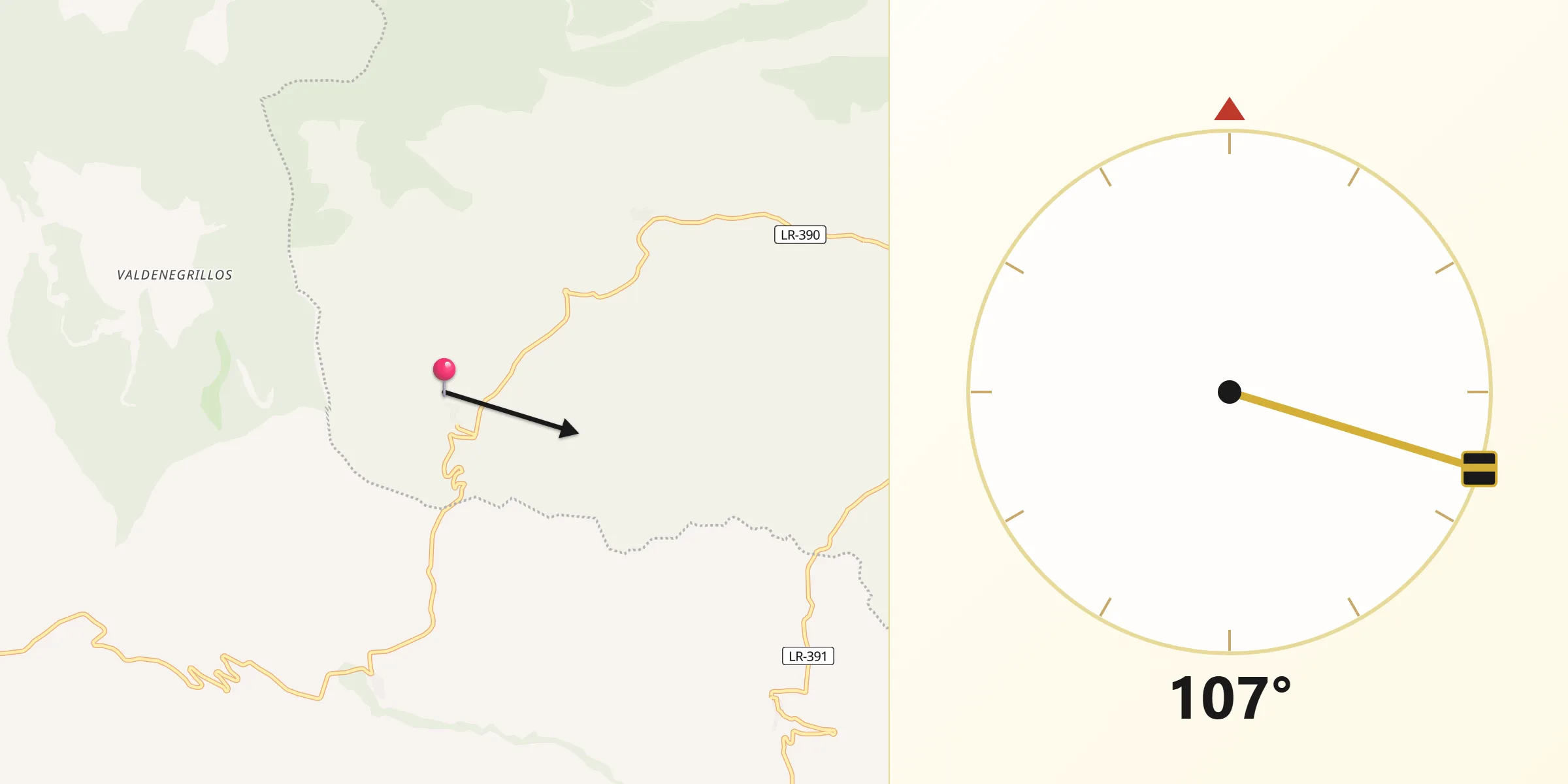 Dirección de la Qibla desde Navajún