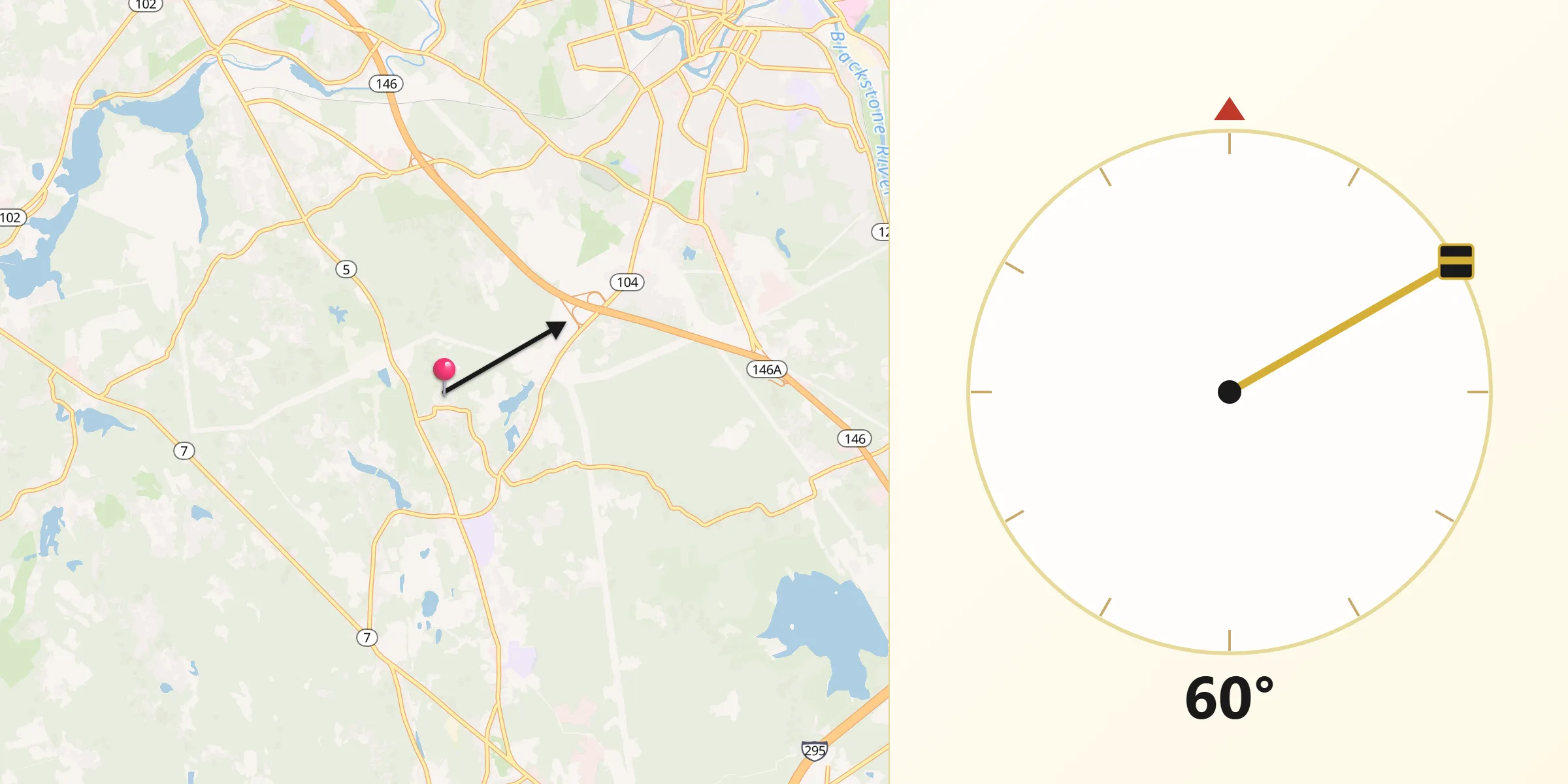 Qibla Direction from North Smithfield