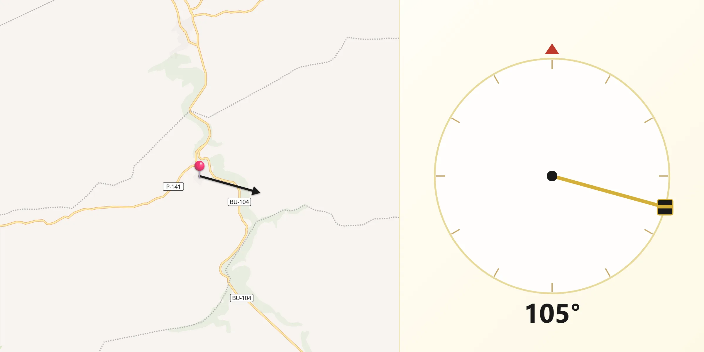 Dirección de la Qibla desde Espinosa de Cerrato