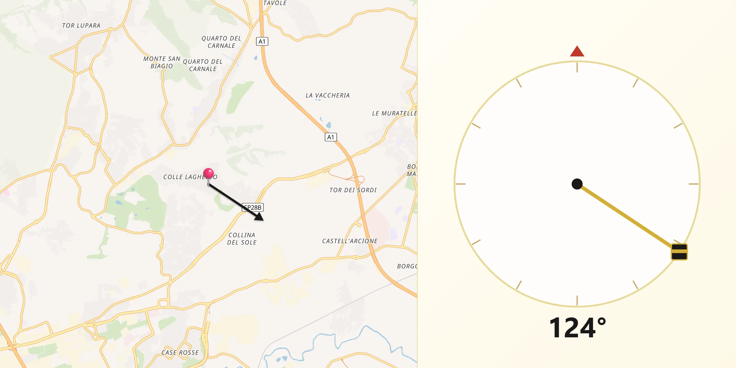 Direzione della Qibla da Laghetto