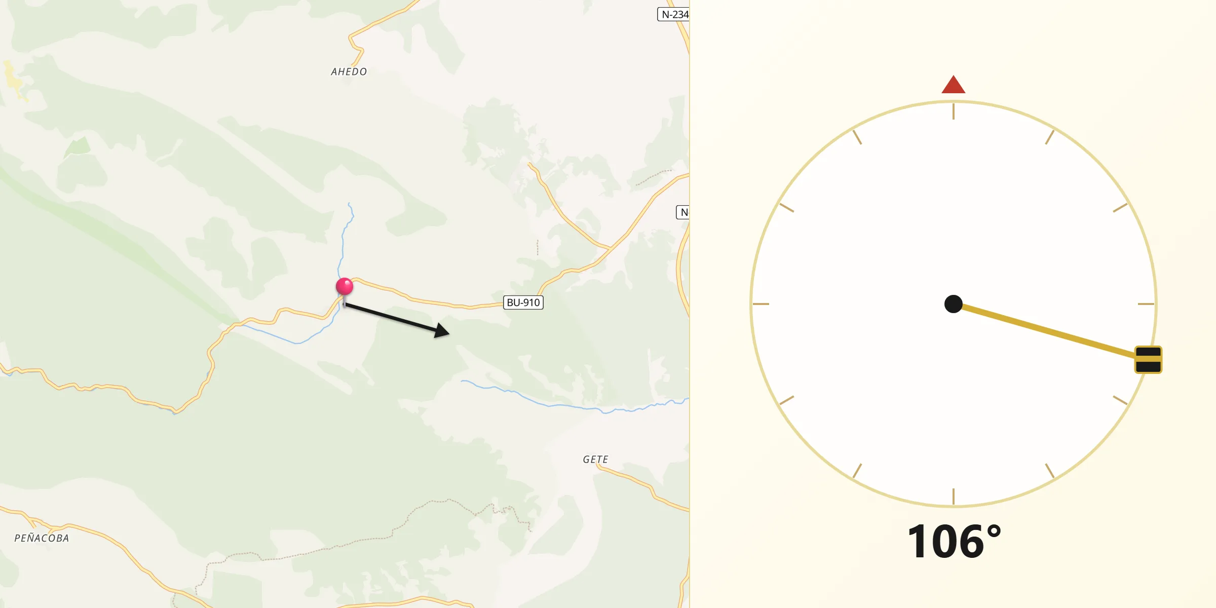 Dirección de la Qibla desde Carazo
