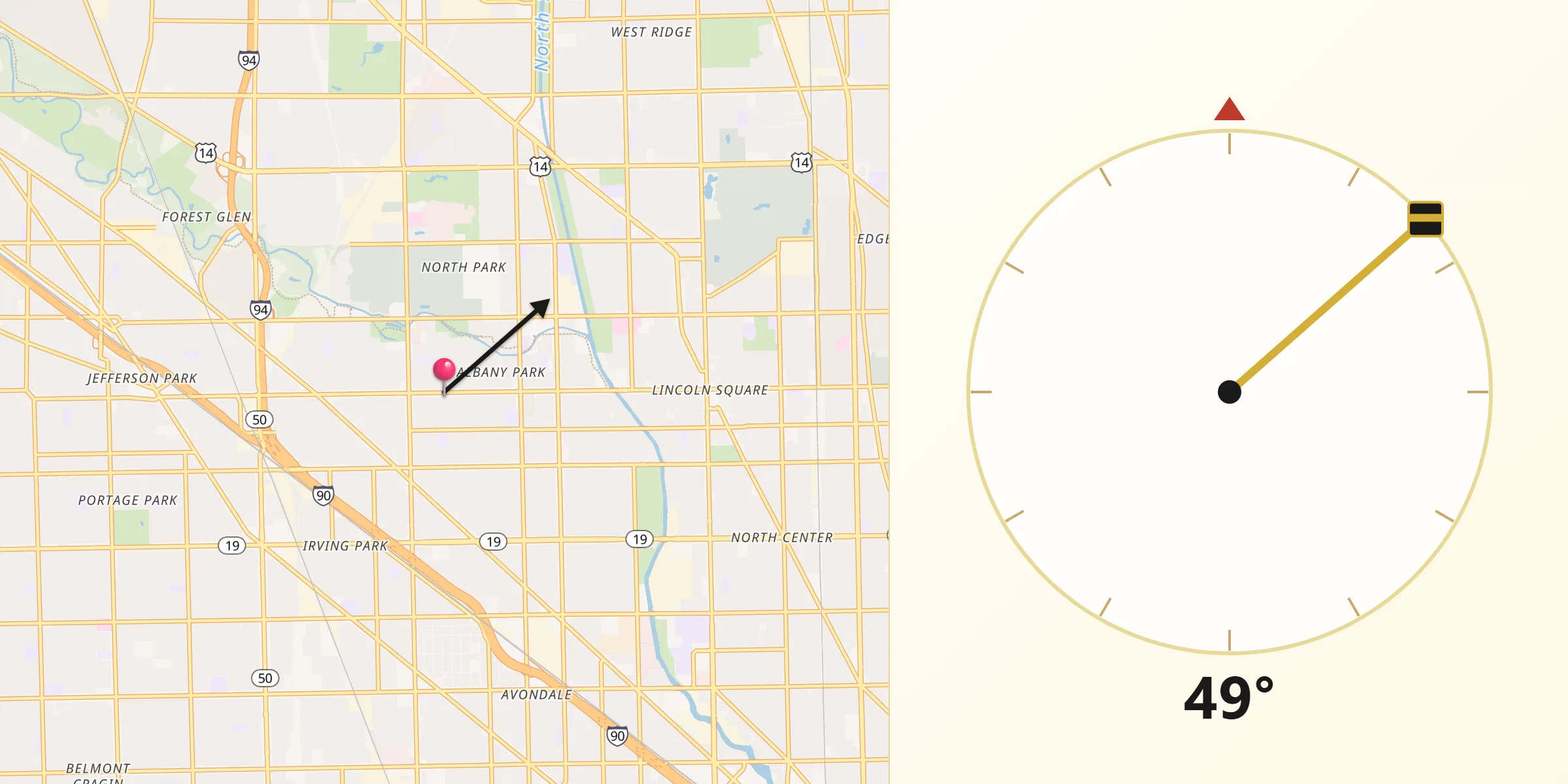 Qibla Direction from Albany Park