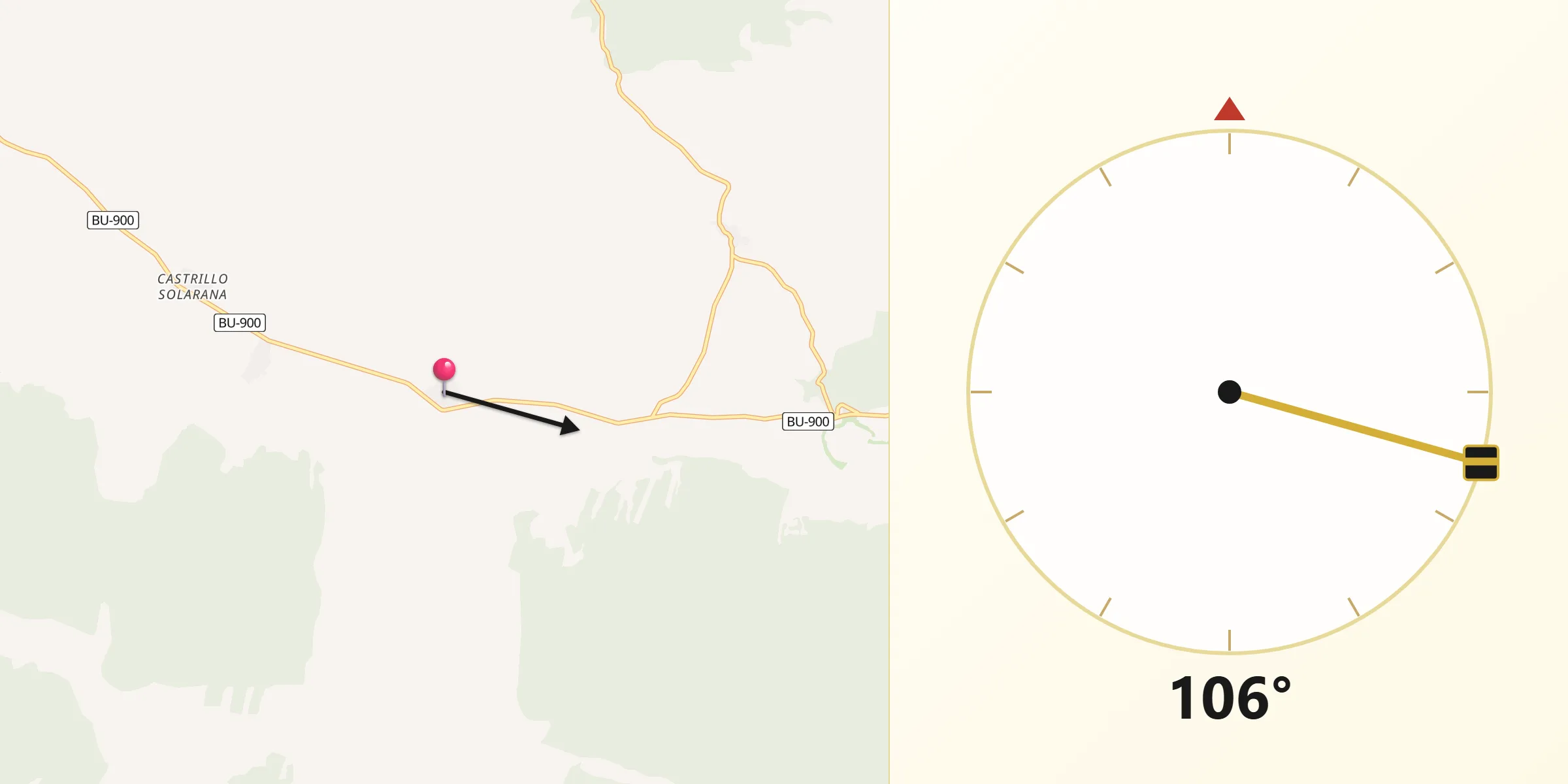 Dirección de la Qibla desde Nebreda