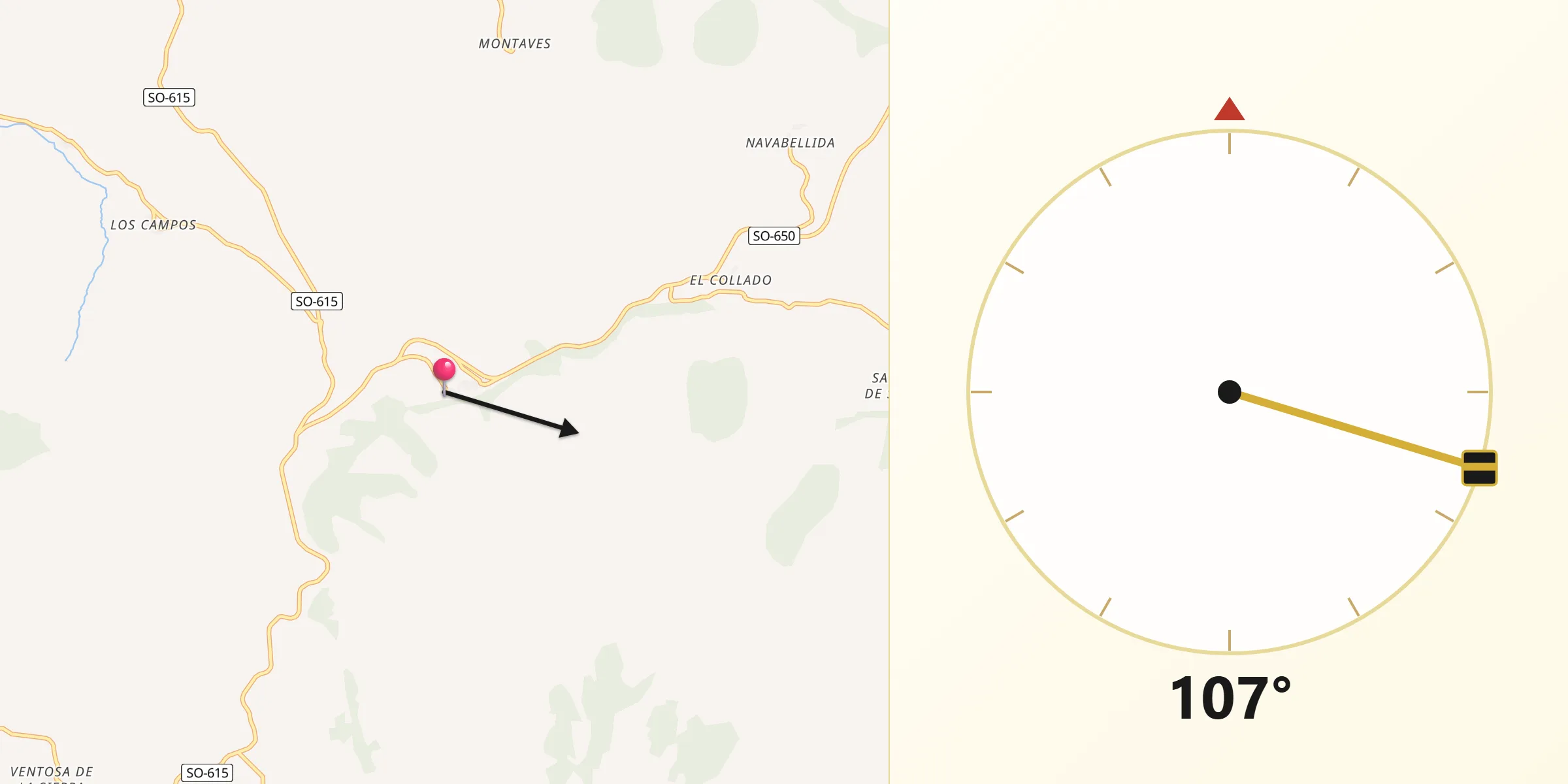 Dirección de la Qibla desde Oncala