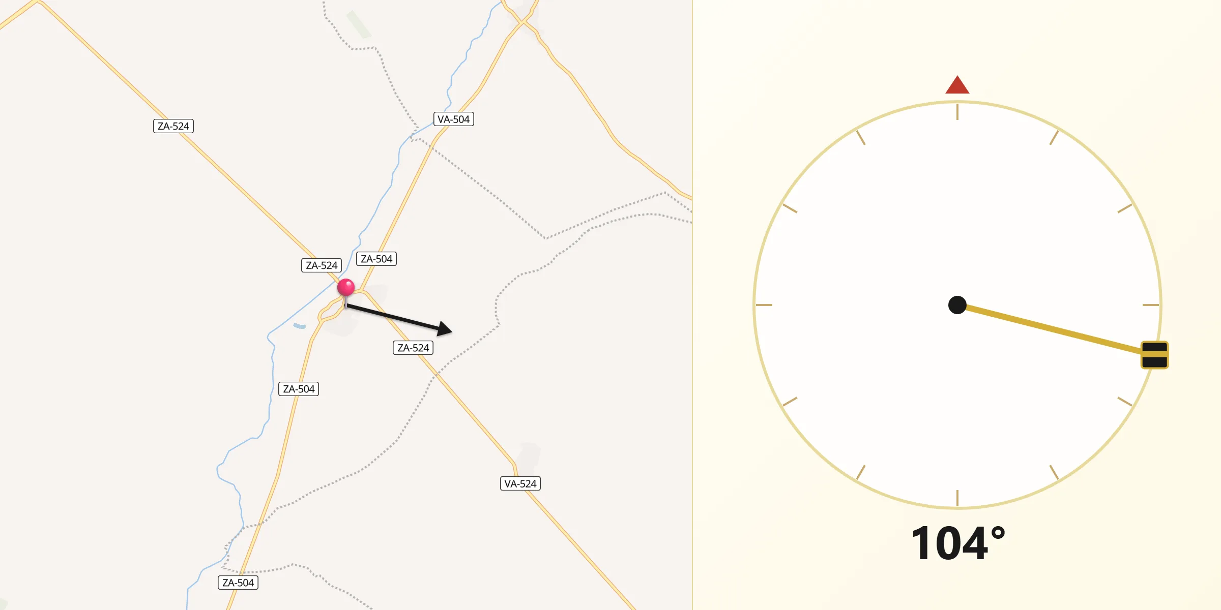 Dirección de la Qibla desde Castroverde de Campos