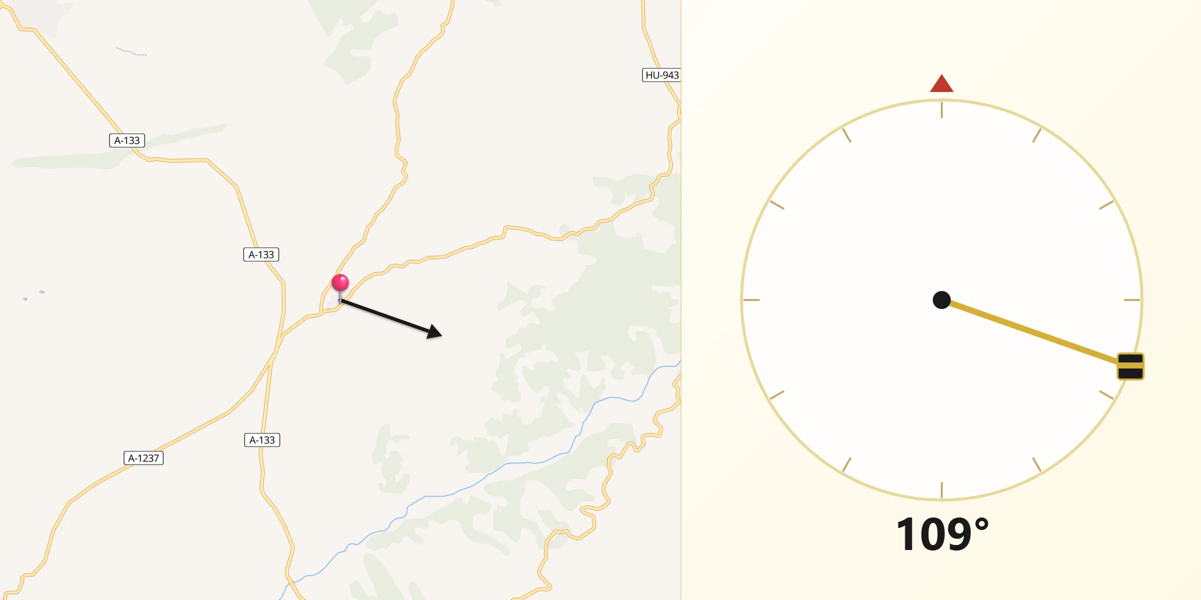 Dirección de la Qibla desde Azanuy-Alins