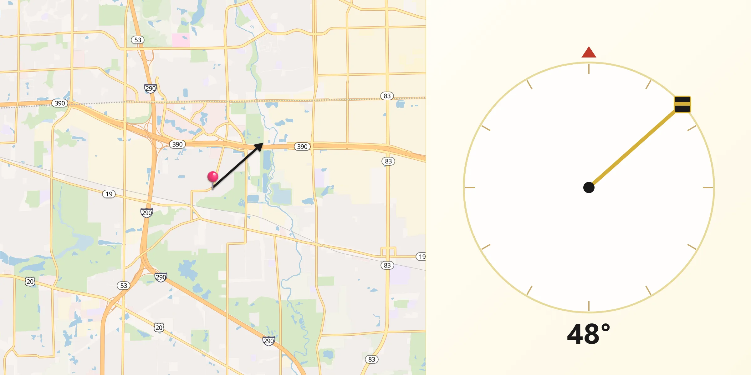 Qibla Direction from Itasca