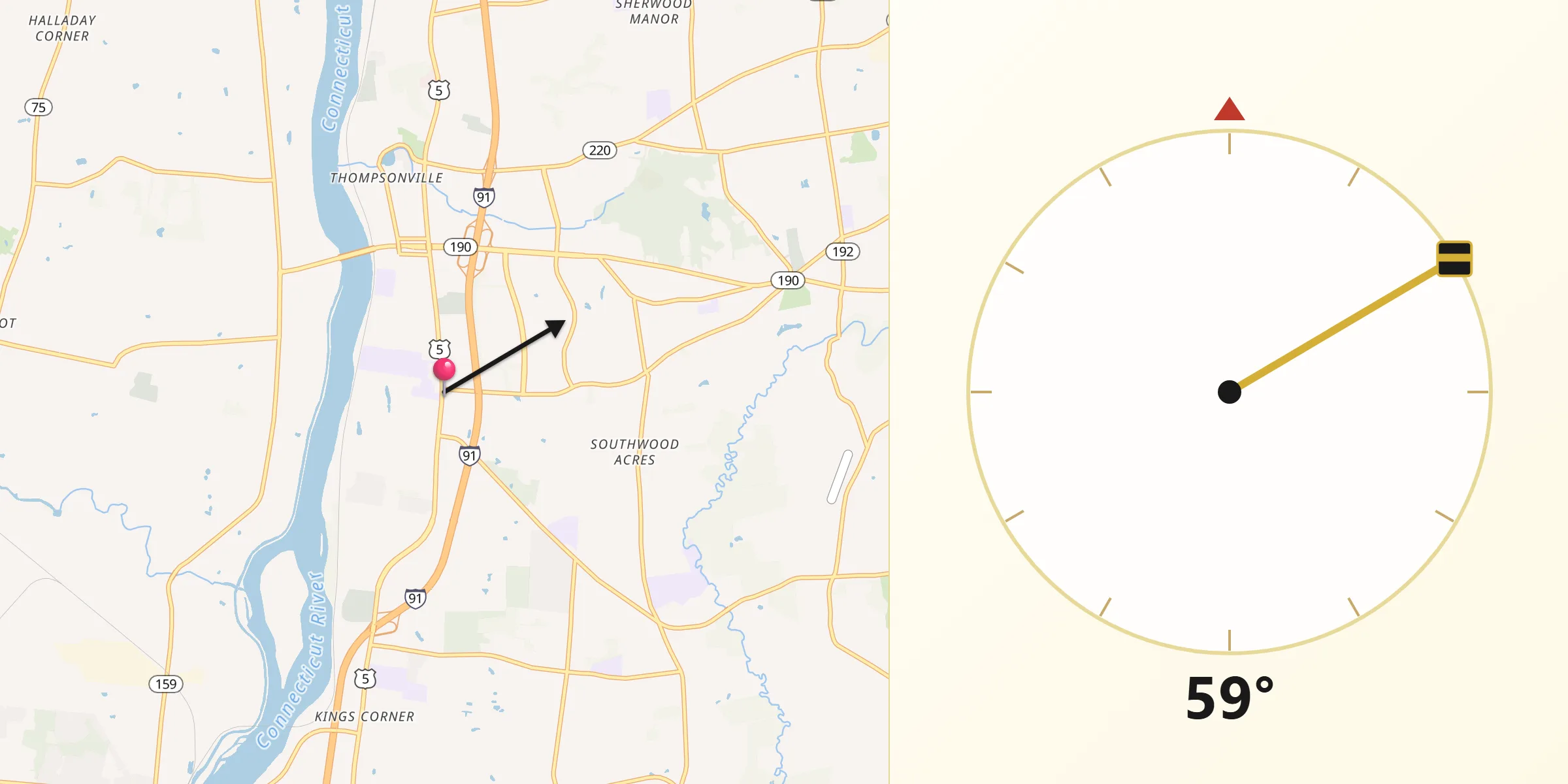 Qibla Direction from Enfield