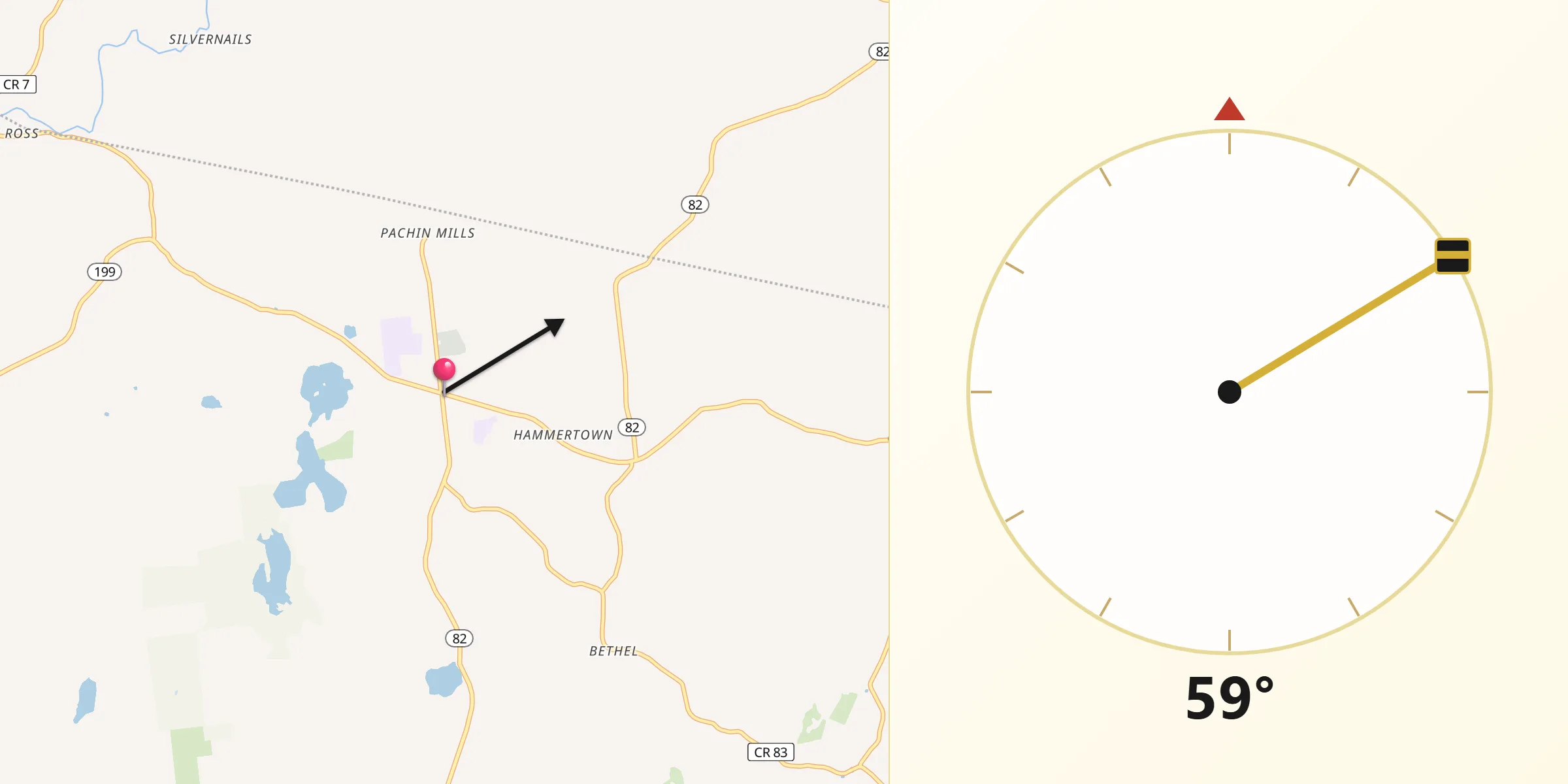 Qibla Direction from Pine Plains