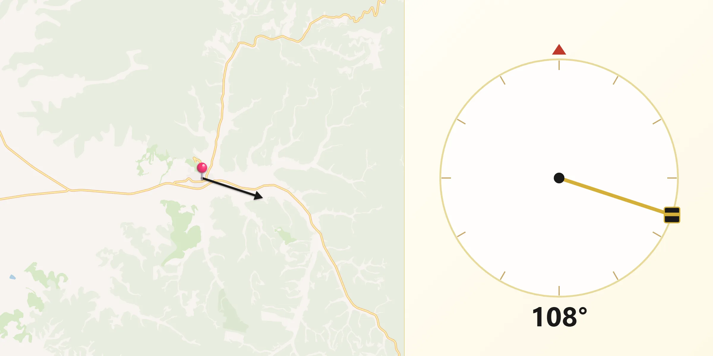 Dirección de la Qibla desde Castejón de Valdejasa