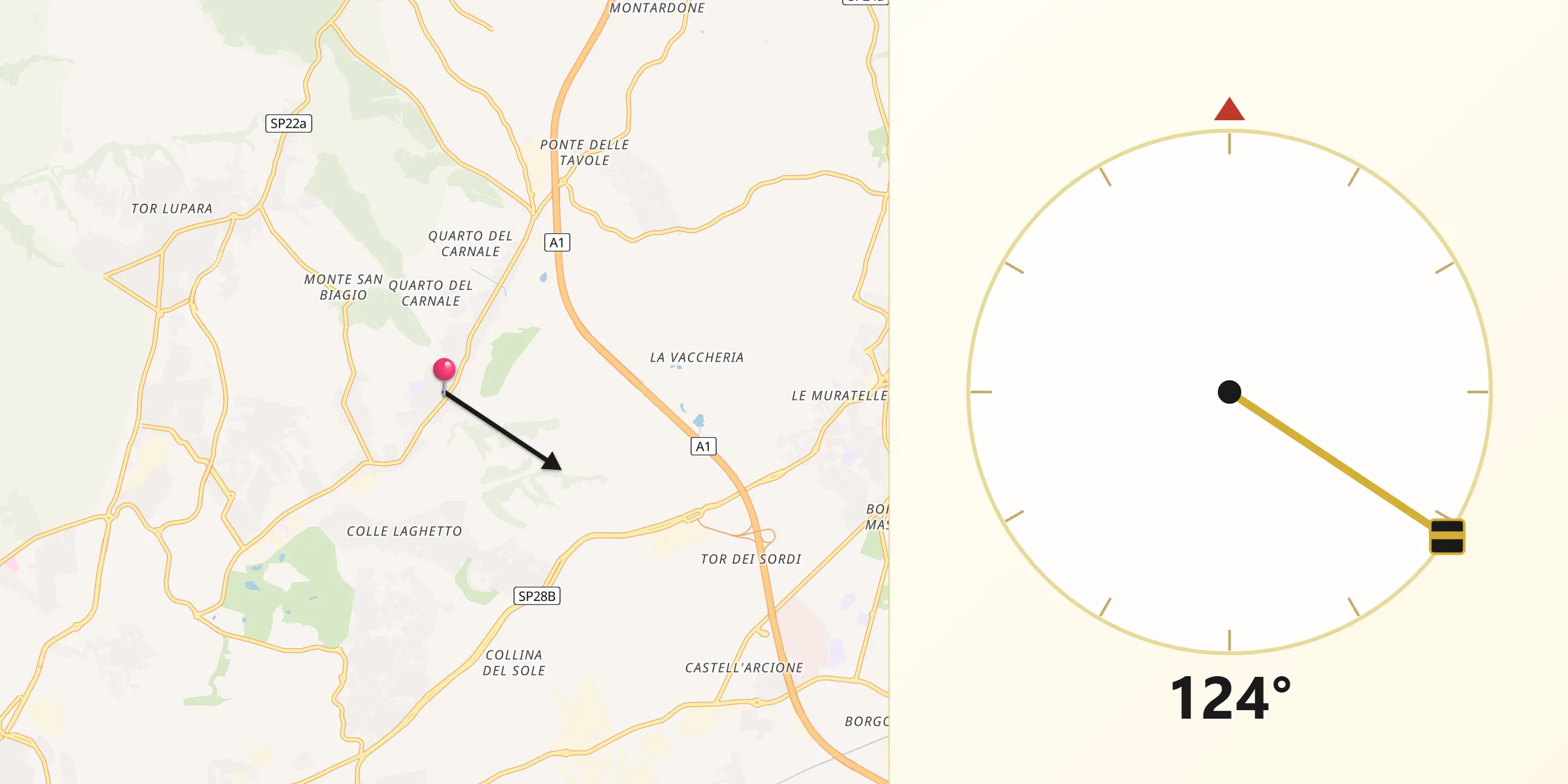 Direzione della Qibla da Santa Lucia