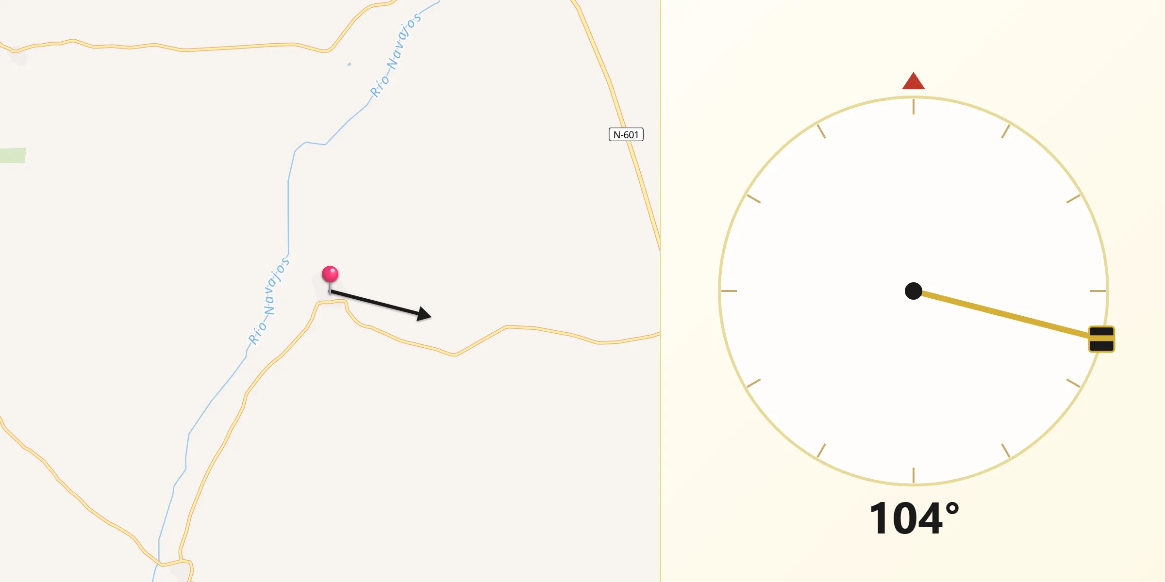 Dirección de la Qibla desde Aguilar de Campos