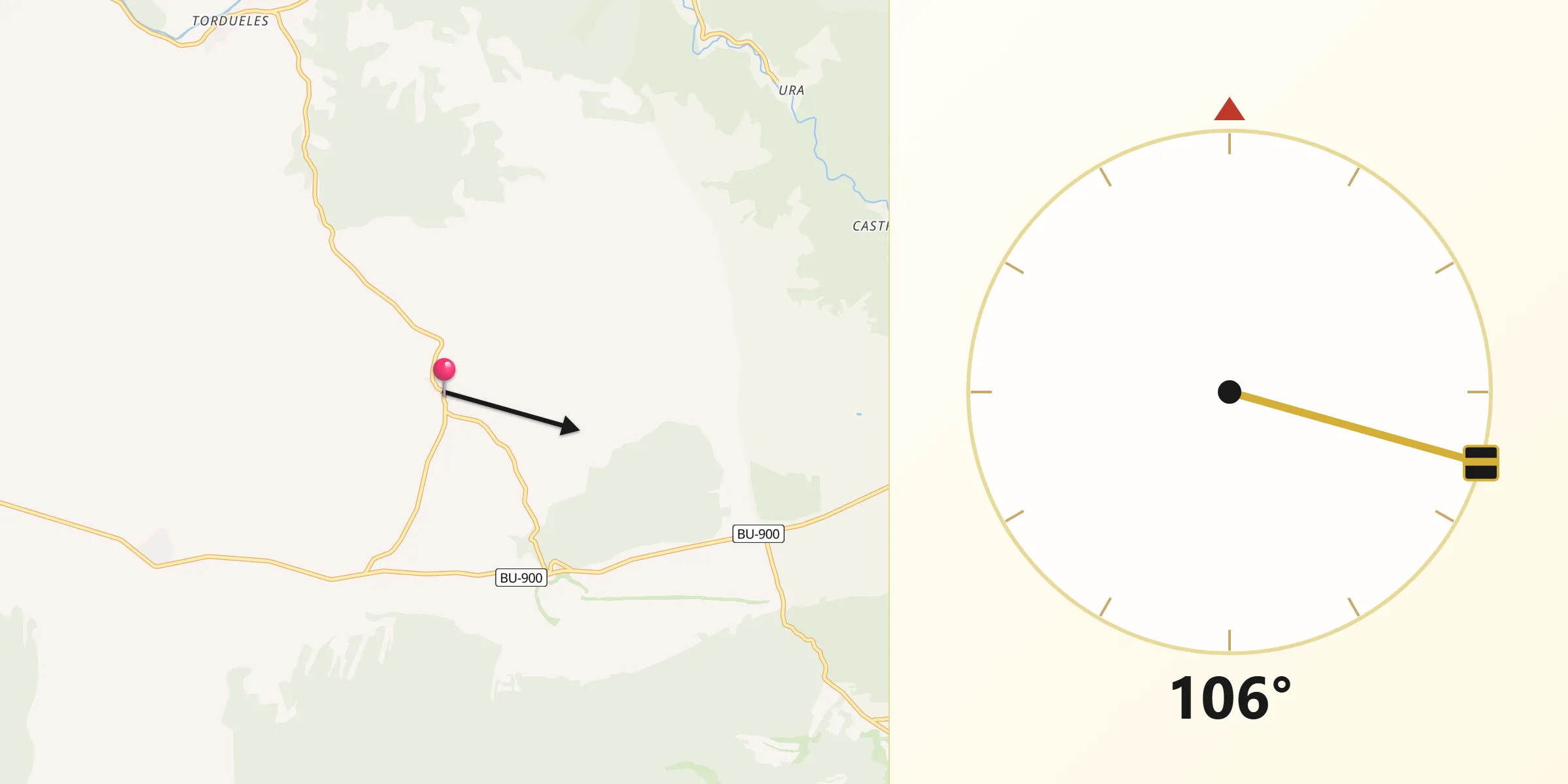 Dirección de la Qibla desde Cebrecos