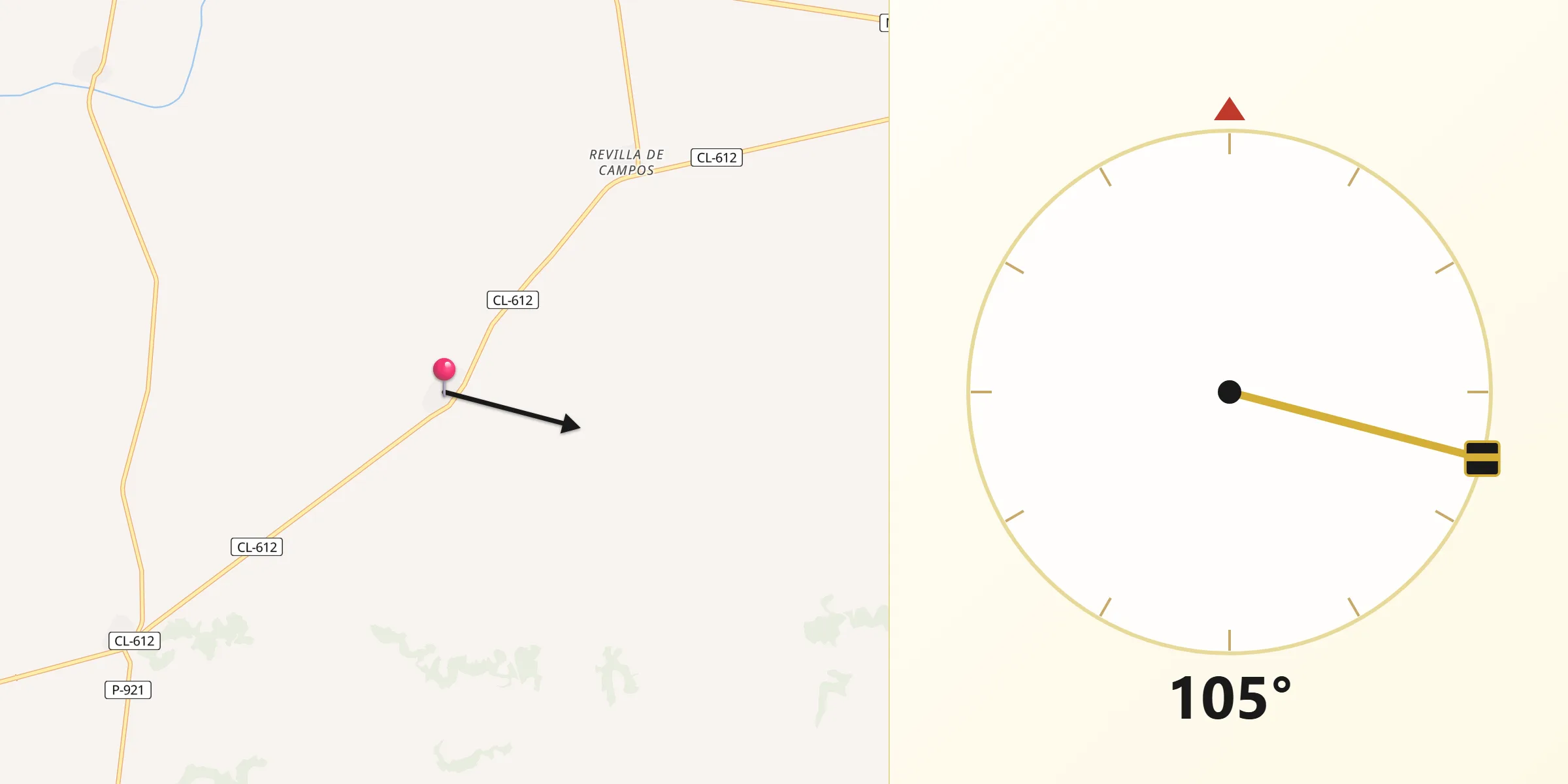 Dirección de la Qibla desde Pedraza de Campos