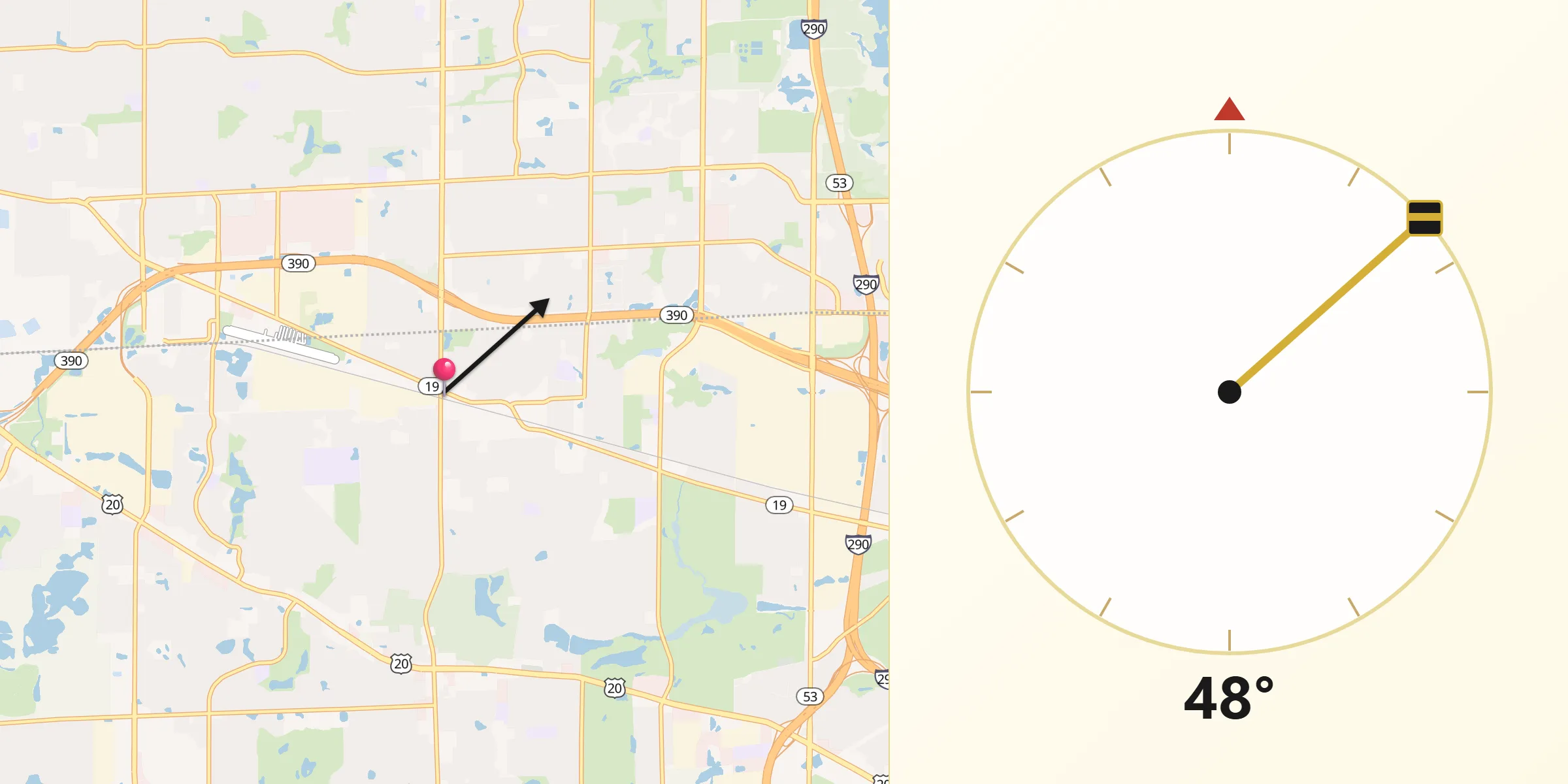 Qibla Direction from Roselle