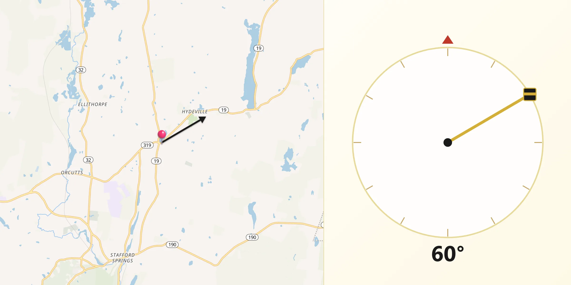 Qibla Direction from Stafford